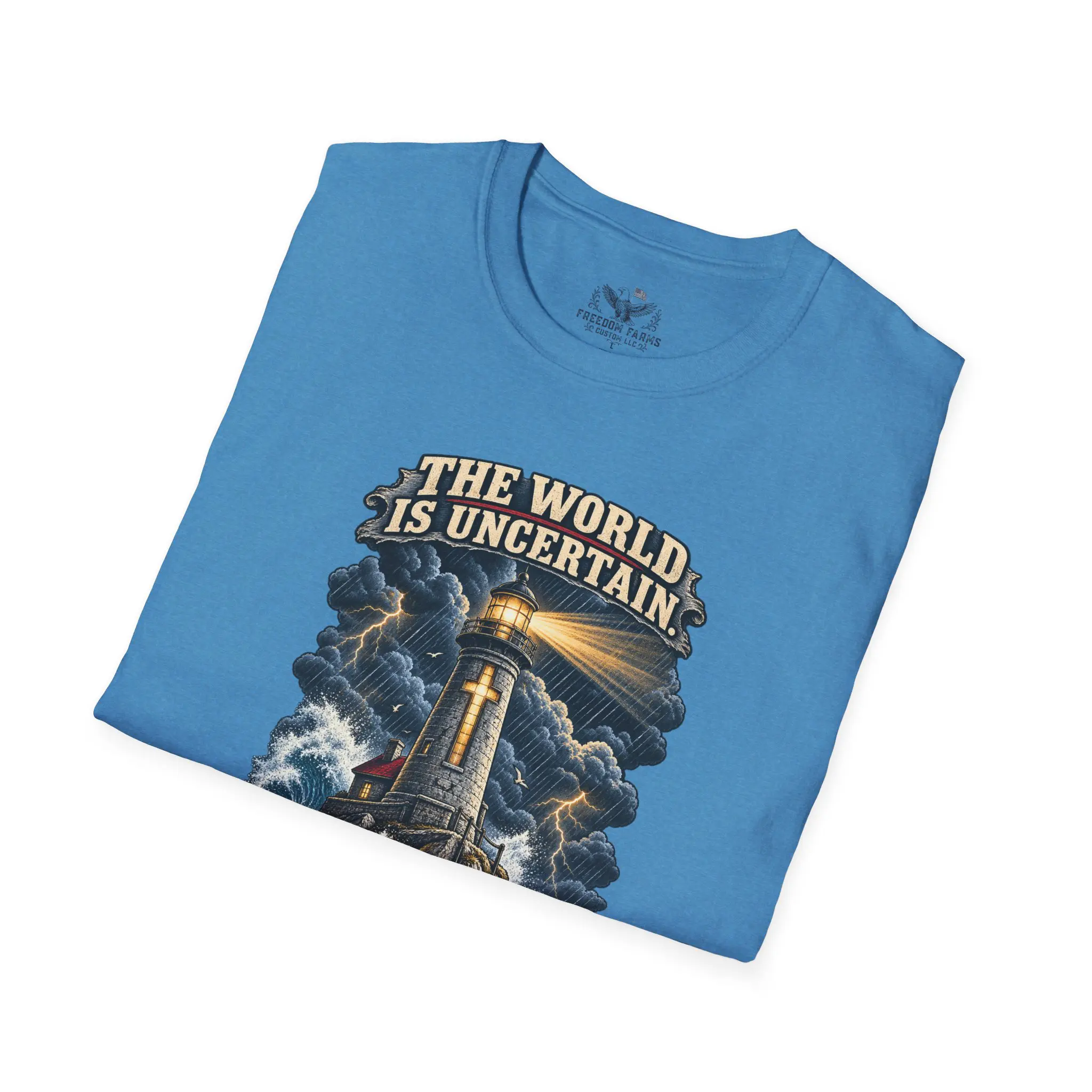 The World Is Uncertain, My Foundation Isn't T-Shirt | Christian Lighthouse Tee - Image 12