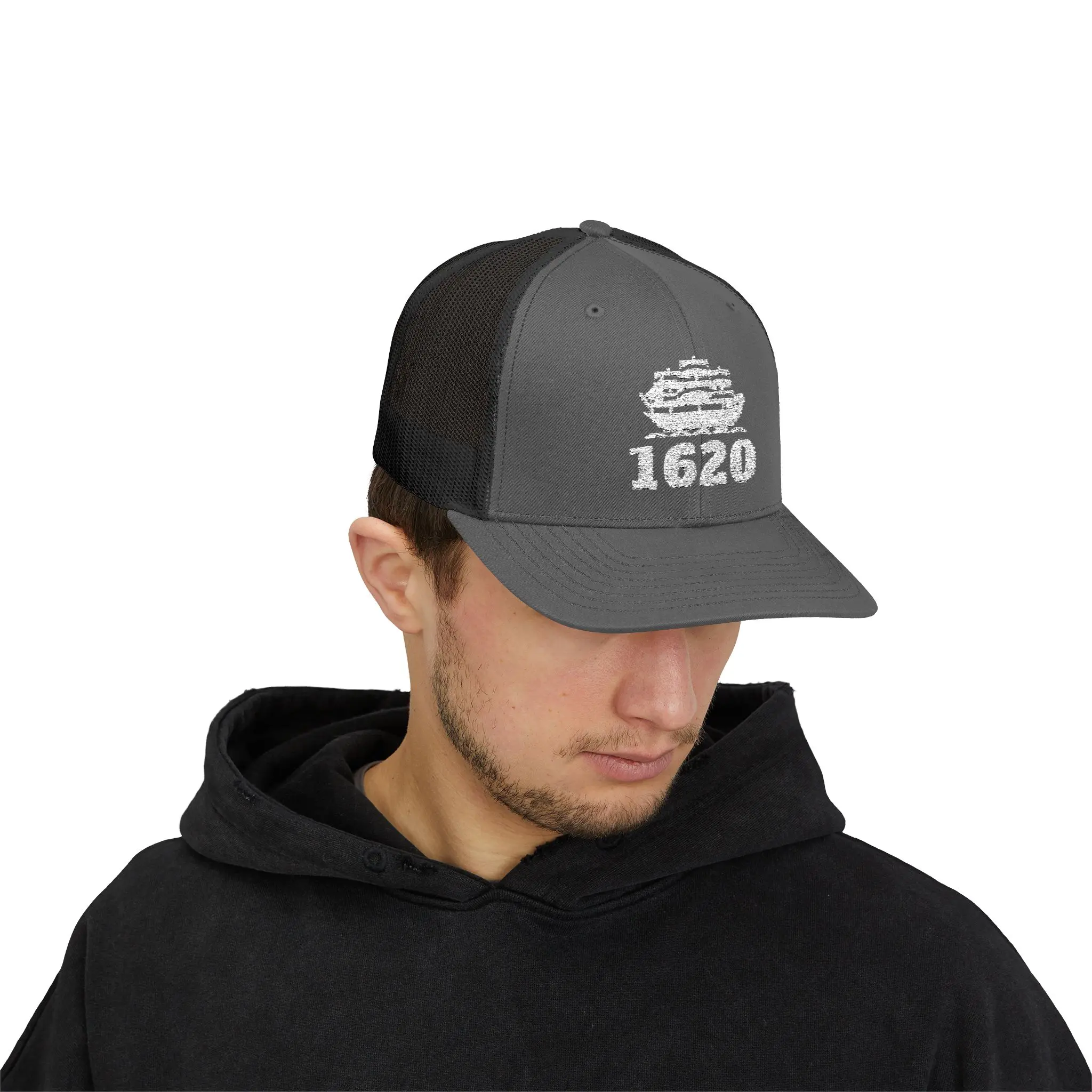 Mayflower 1620 Trucker Hat | Embroidered Ship Snapback - Image 11