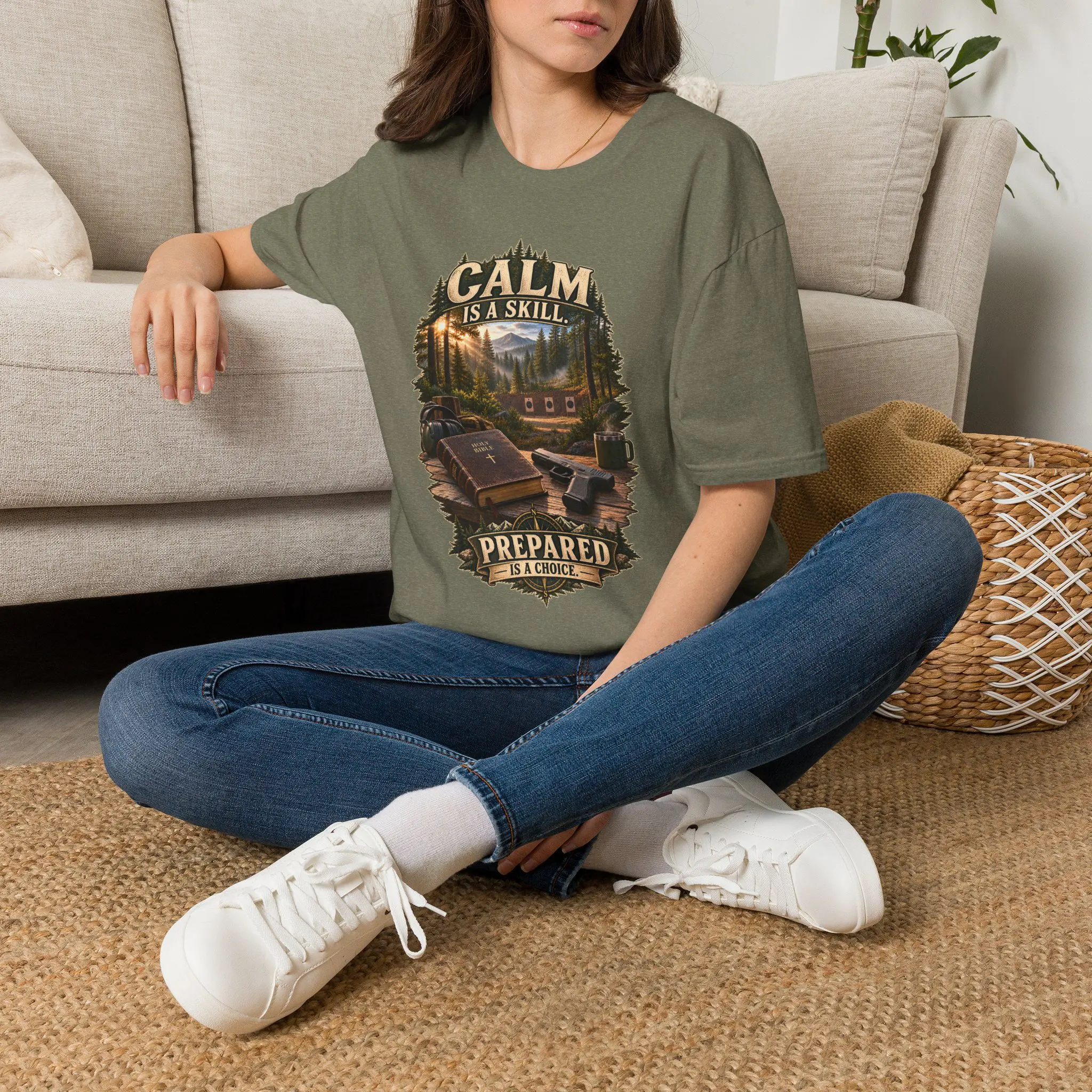 Calm Is a Skill, Prepared Is a Choice T-Shirt | Faith and Range Day Graphic Tee - Image 6