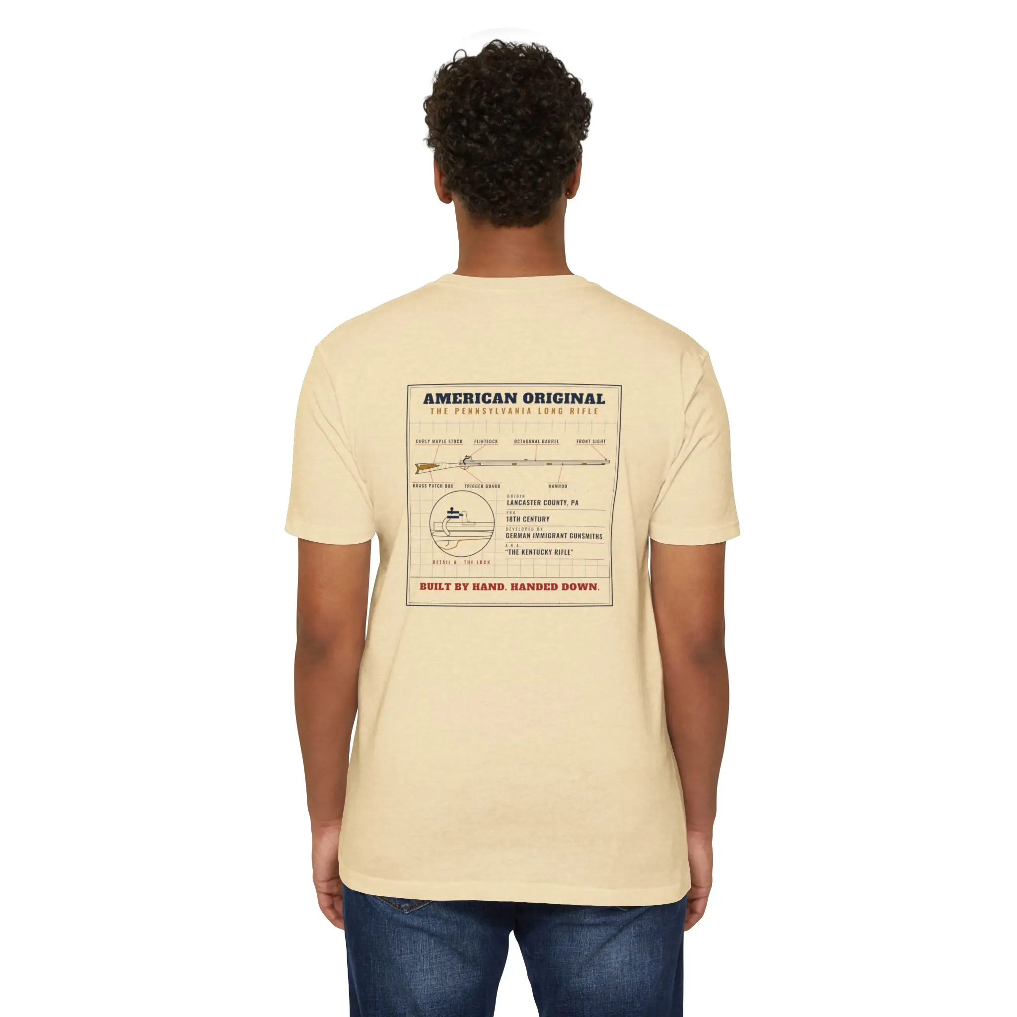 American Original Long Rifle T-Shirt | Pennsylvania Blueprint Front and Back Tee - Image 4