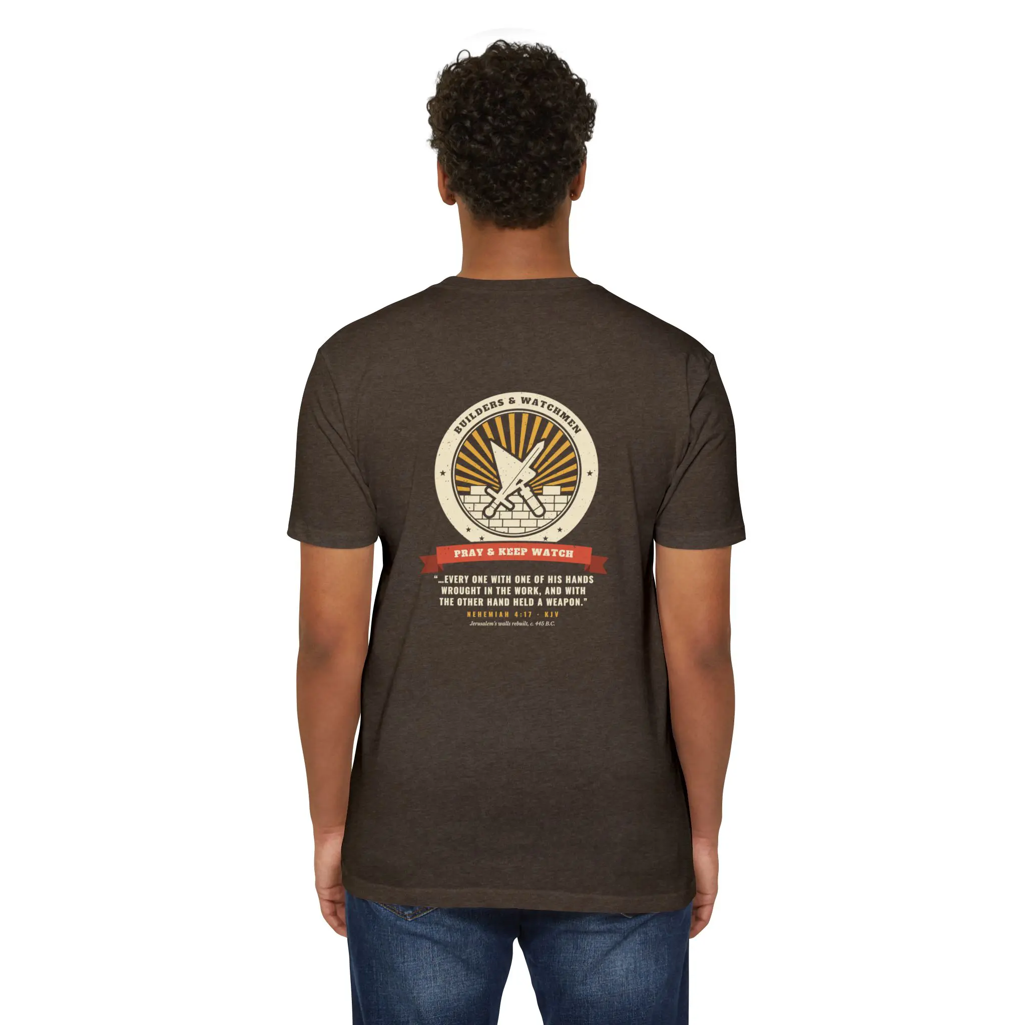 Builders & Watchmen T-Shirt | Nehemiah 4:17 Front and Back Tee - Image 12