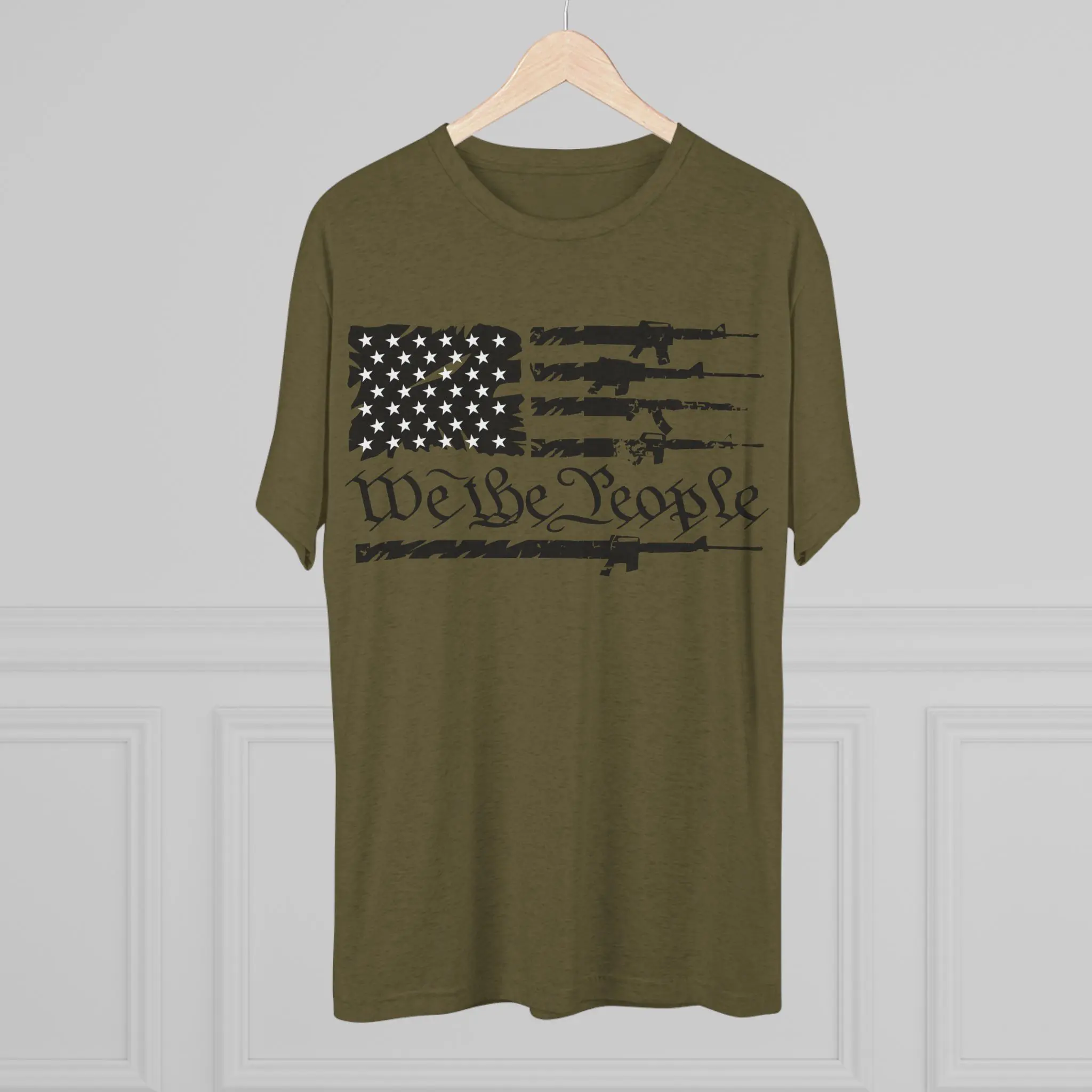 We the People Gun Flag Tri-Blend Tee | Rifle Stripe American Flag Shirt - Image 4