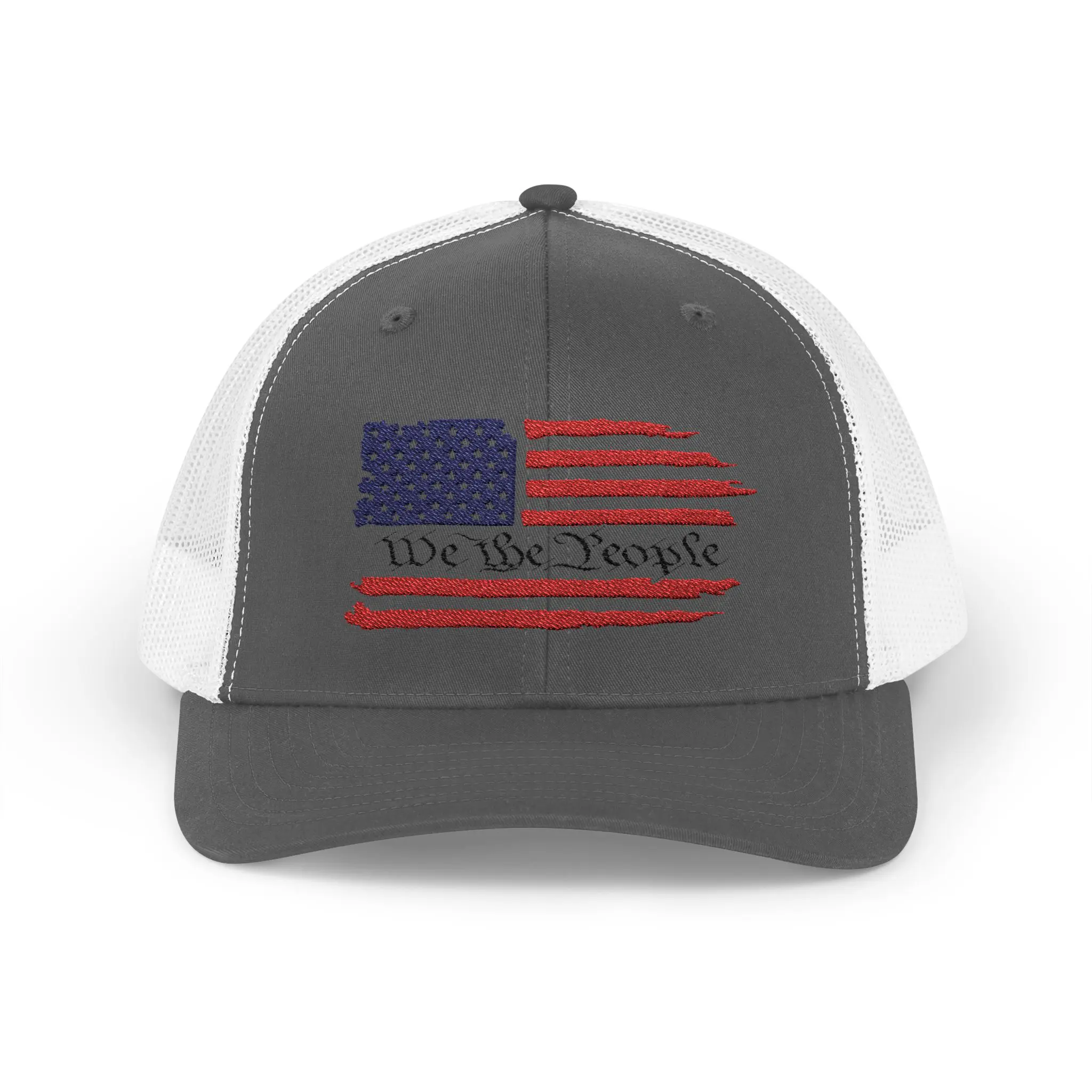 We the People American Flag Trucker Hat | Embroidered Patriotic Snapback