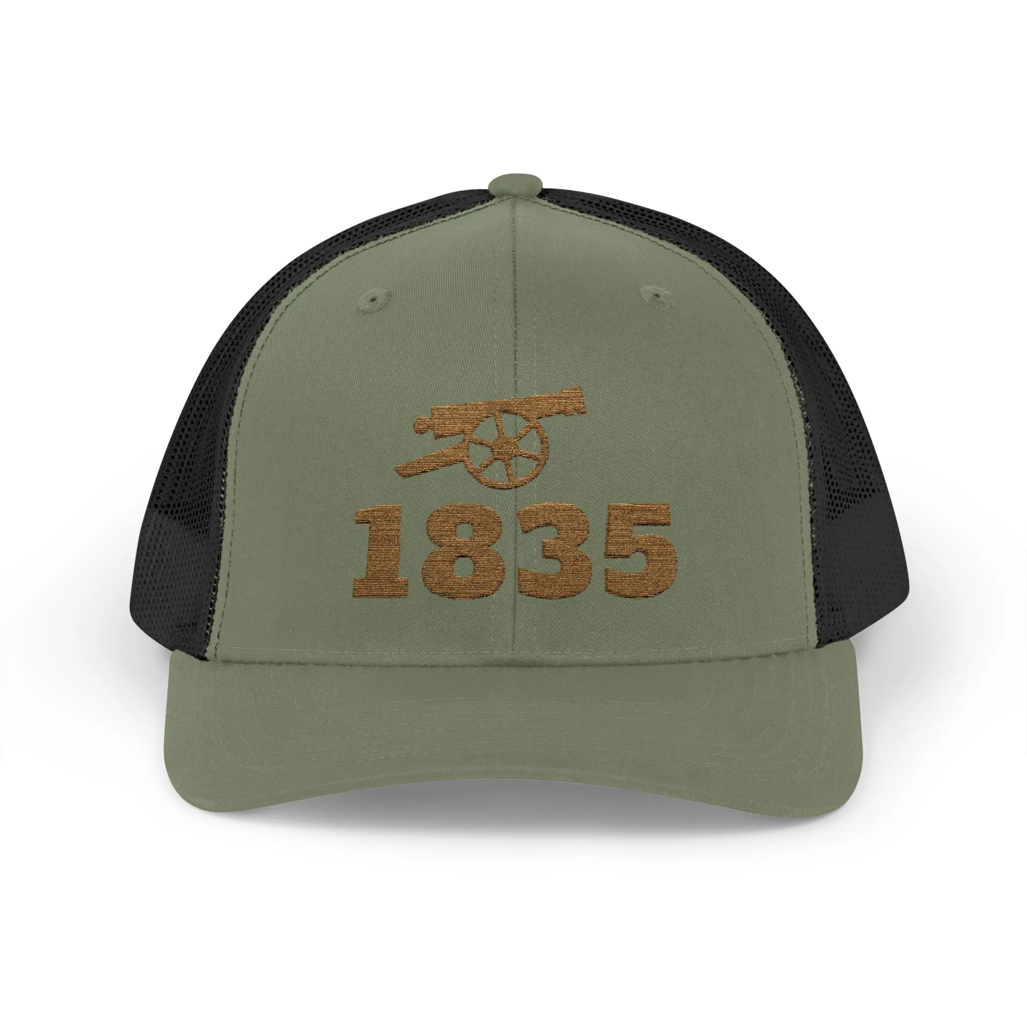 Gonzales Cannon 1835 Trucker Hat | Gold Embroidered Texas History Snapback - Image 13