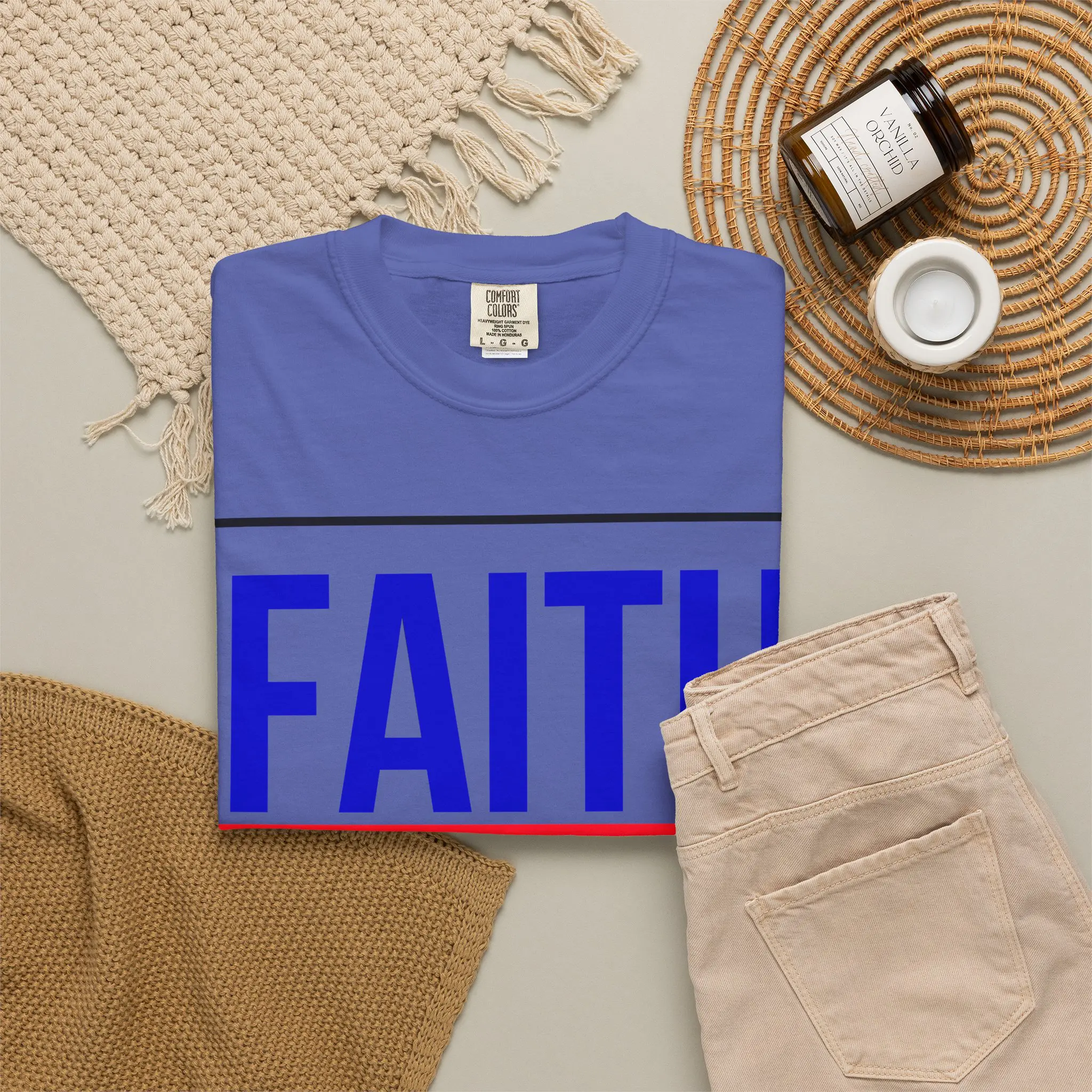Faith Over Fear Psalm 118:6 Garment-Dyed Tee | Christian Statement Shirt - Image 28