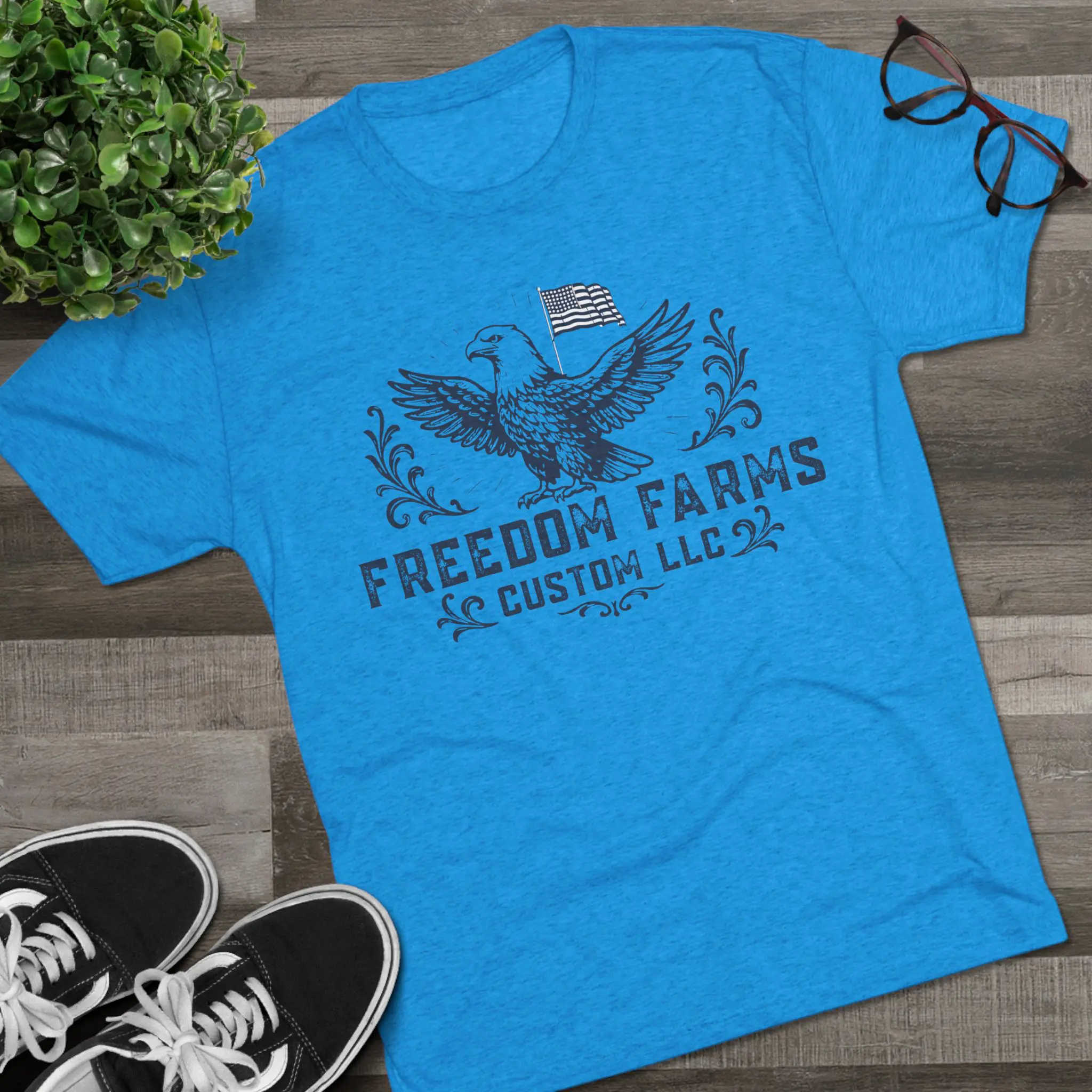 Freedom Farms Custom Eagle and Flag Logo Tee | Signature Tri-Blend Shirt - Image 7