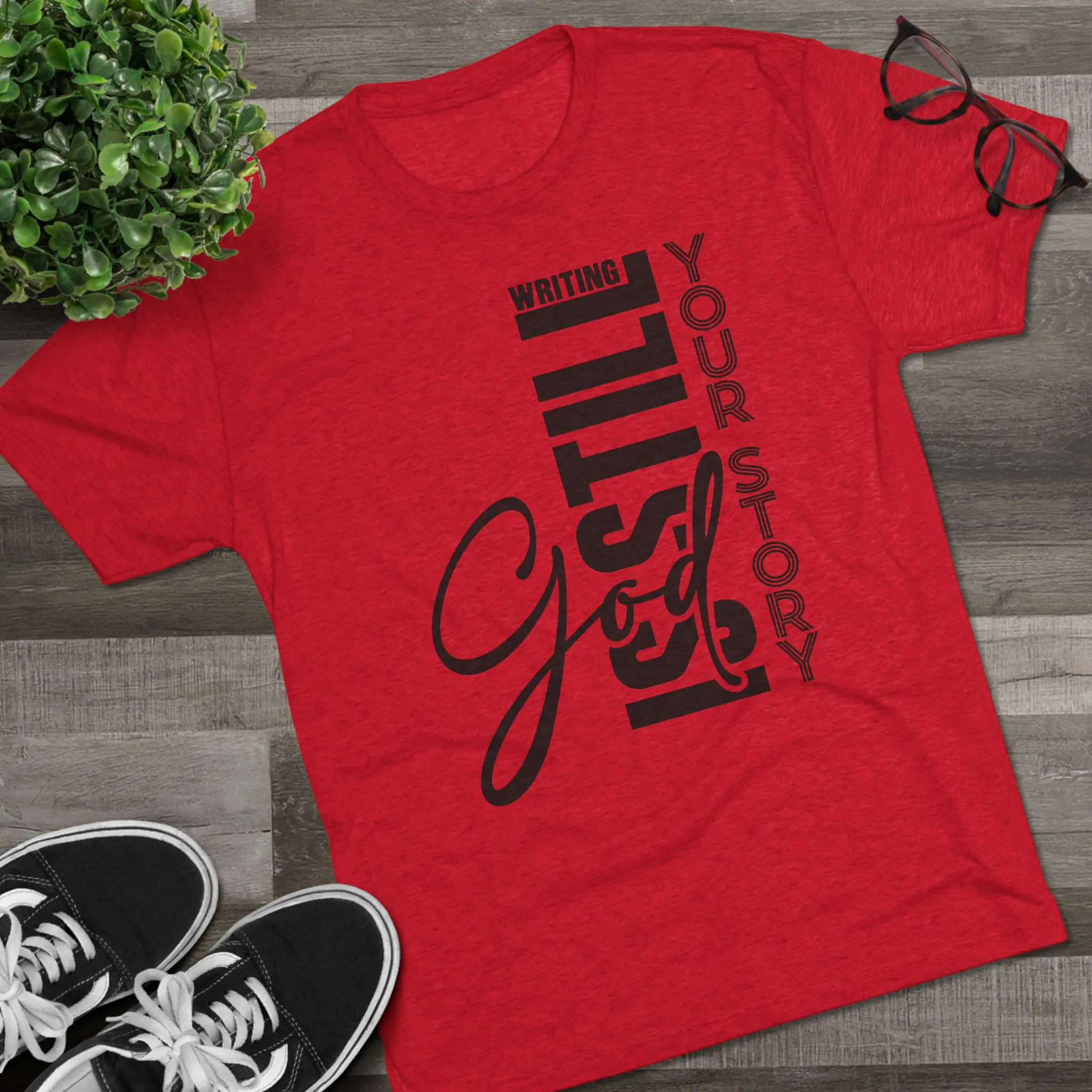 God Is Still Writing Your Story T-Shirt | Christian Typography Tri-Blend Tee - Image 23