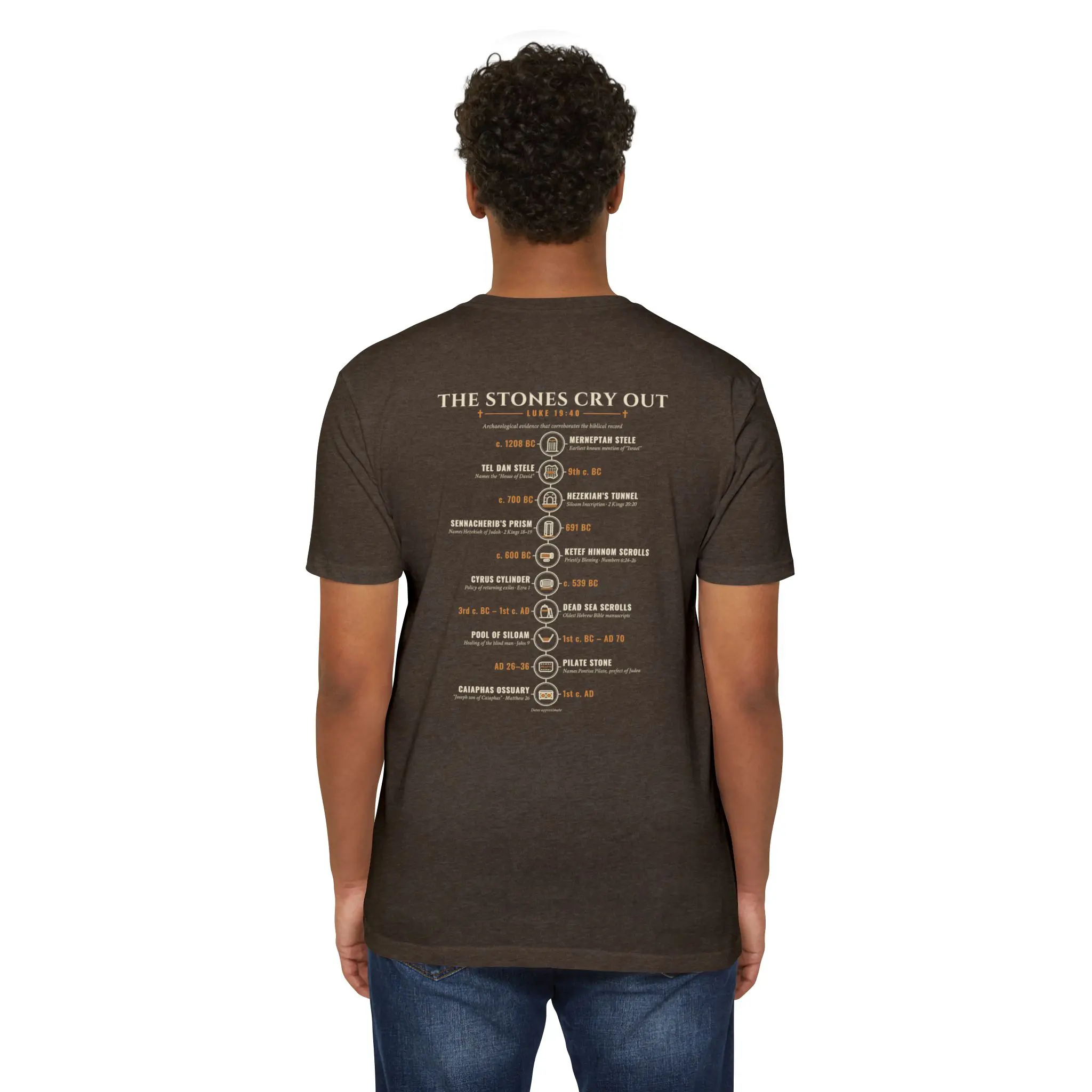 The Stones Cry Out Timeline T-Shirt | Biblical Archaeology Front and Back Tee - Image 12