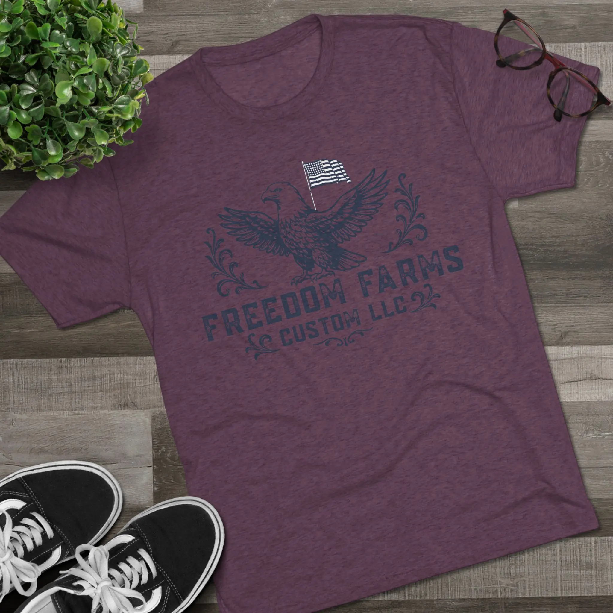 Freedom Farms Custom Eagle and Flag Logo Tee | Signature Tri-Blend Shirt - Image 19