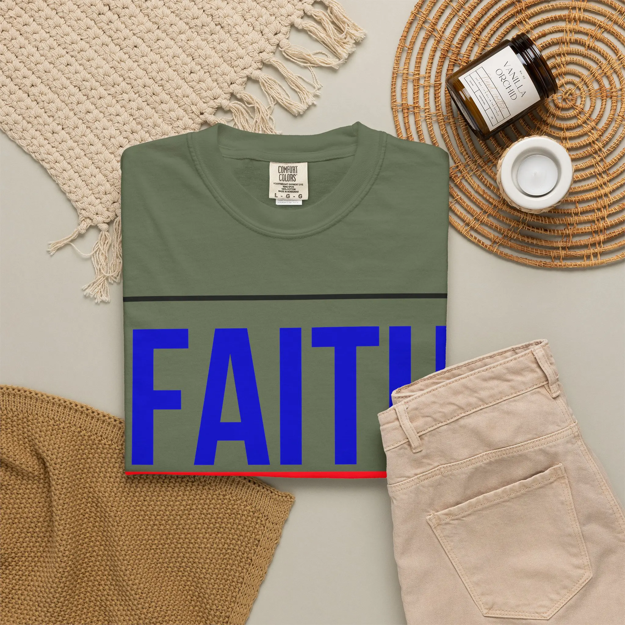 Faith Over Fear Psalm 118:6 Garment-Dyed Tee | Christian Statement Shirt - Image 24