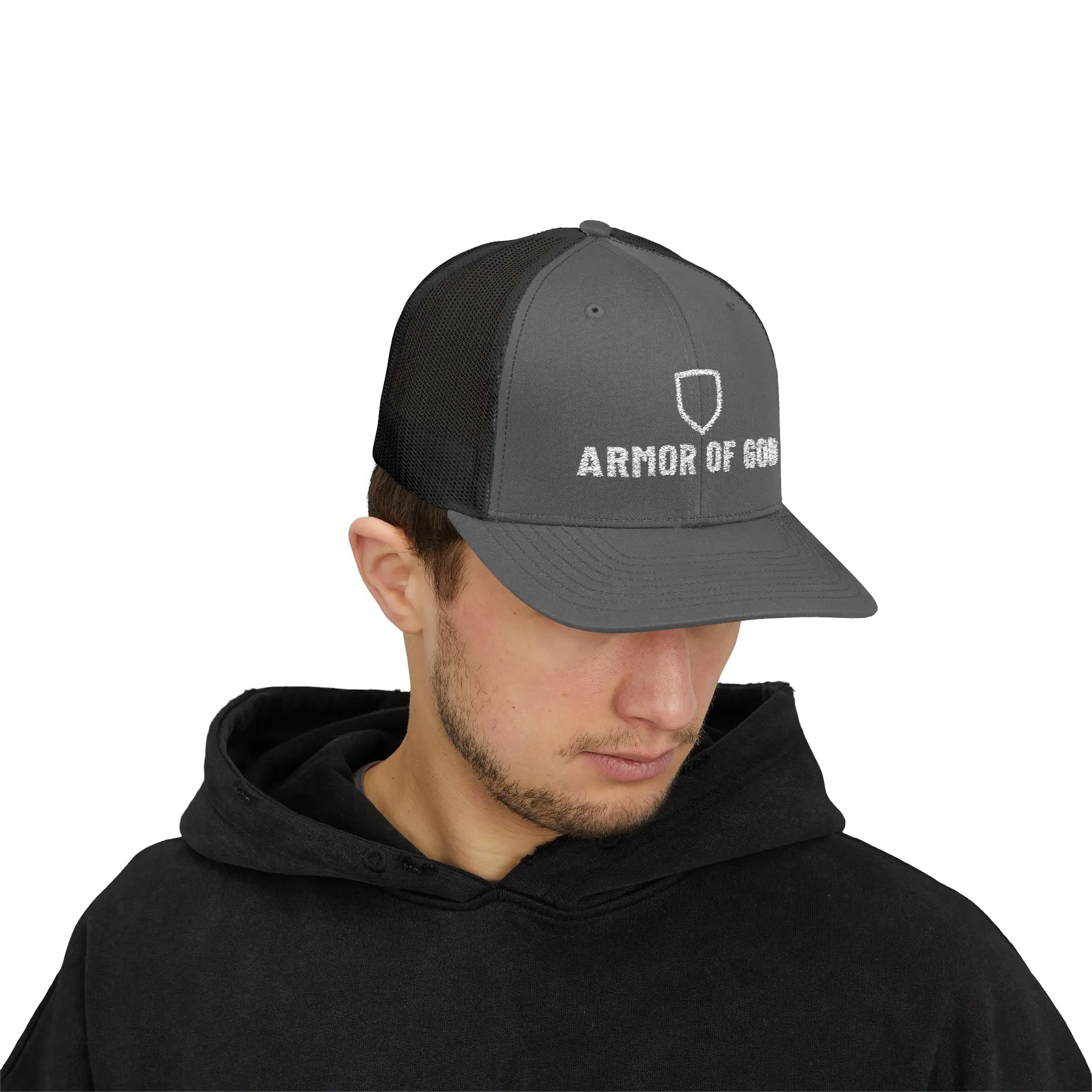 Armor of God Trucker Hat | Embroidered Shield Christian Snapback - Image 11