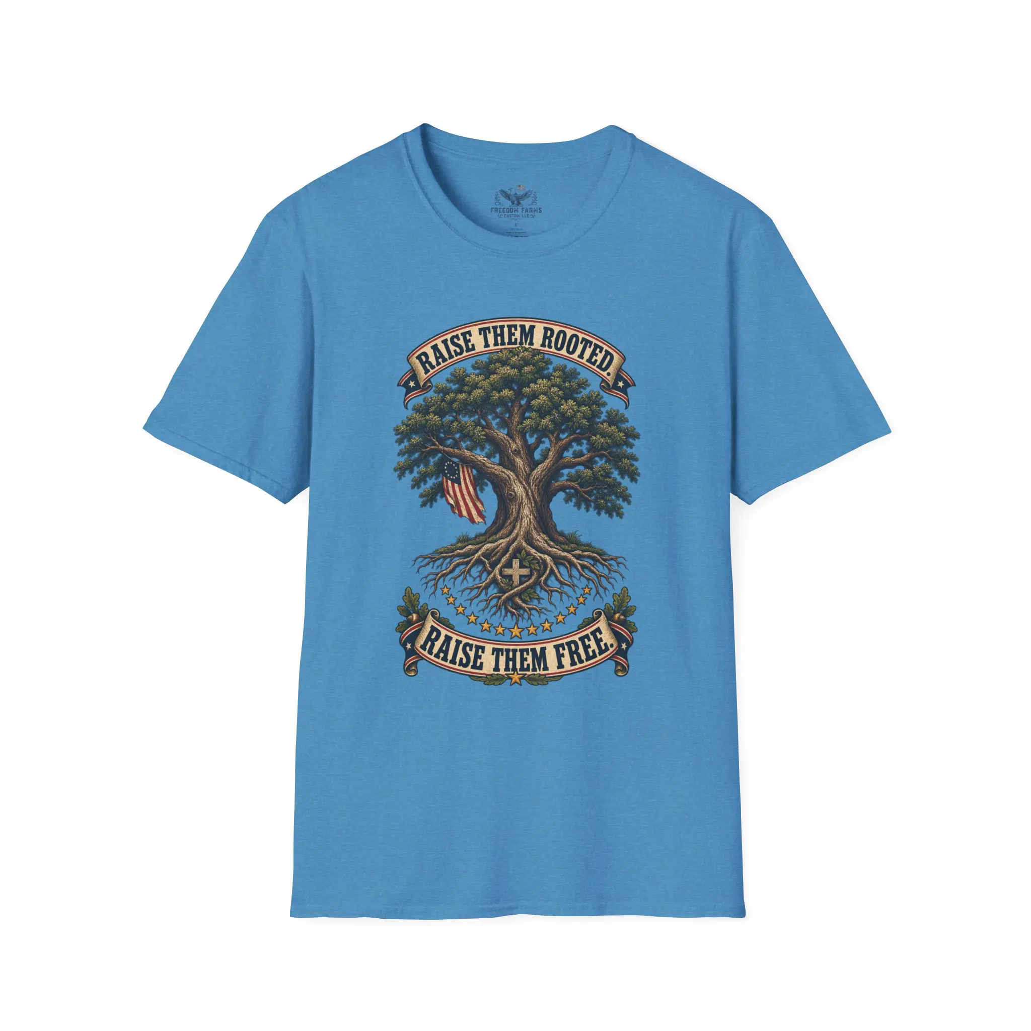 Raise Them Rooted, Raise Them Free T-Shirt | Faith and Flag Oak Tree Tee - Image 9
