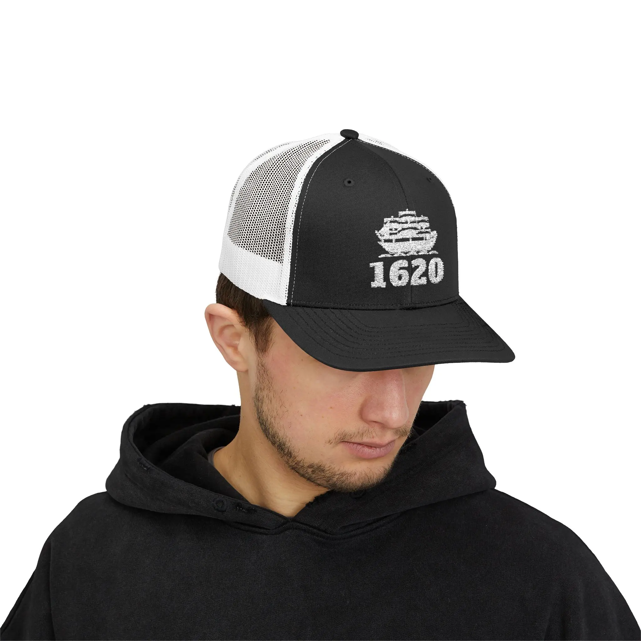 Mayflower 1620 Trucker Hat | Embroidered Ship Snapback - Image 7