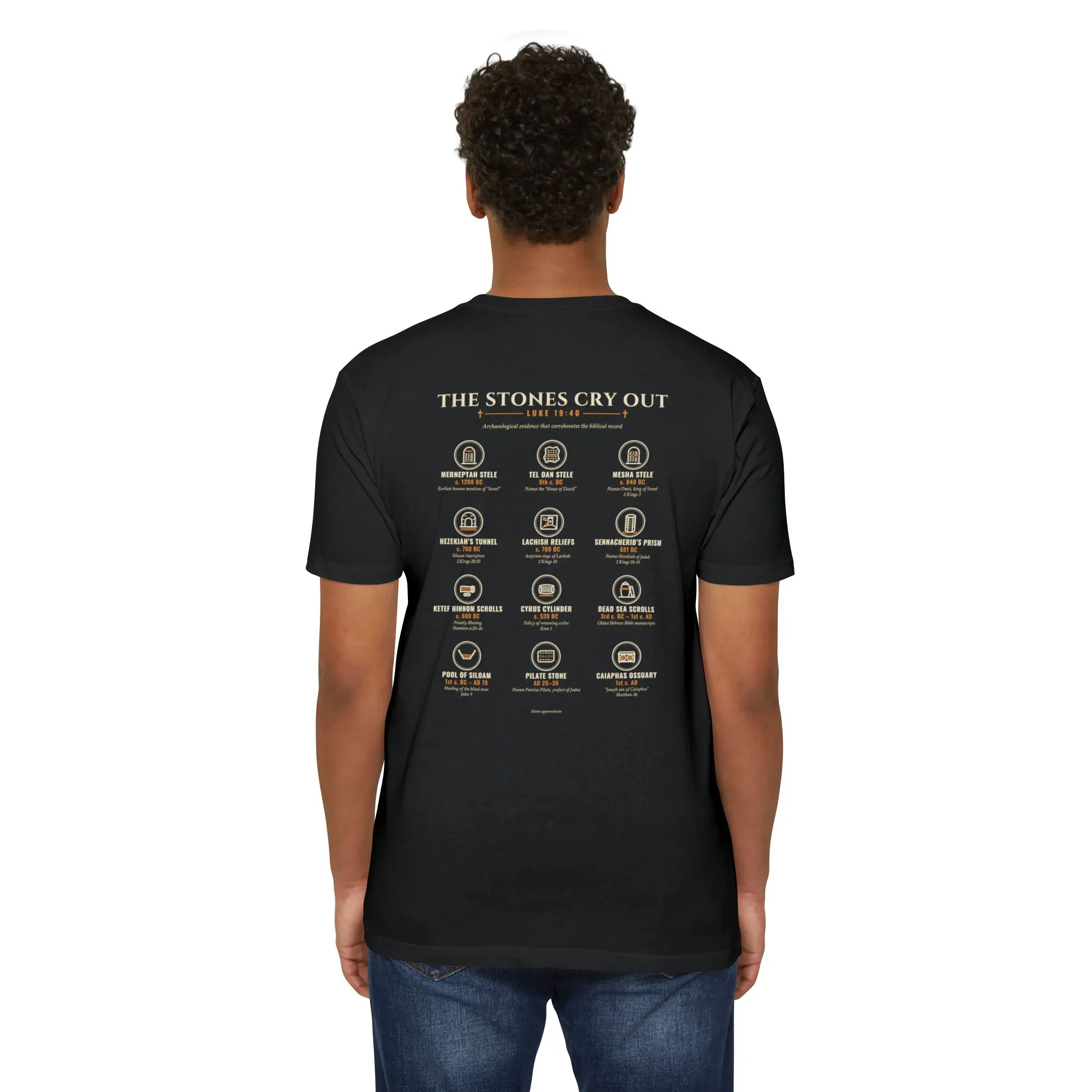 The Stones Cry Out Discoveries T-Shirt | Biblical Archaeology Grid Front and Back Tee - Image 20