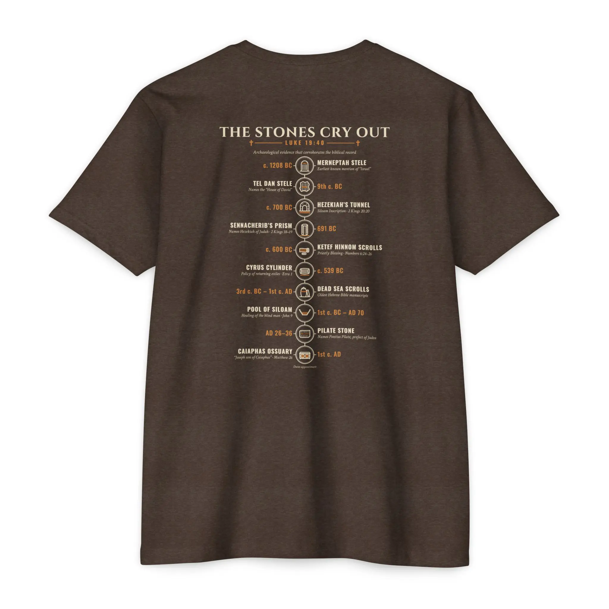 The Stones Cry Out Timeline T-Shirt | Biblical Archaeology Front and Back Tee - Image 10