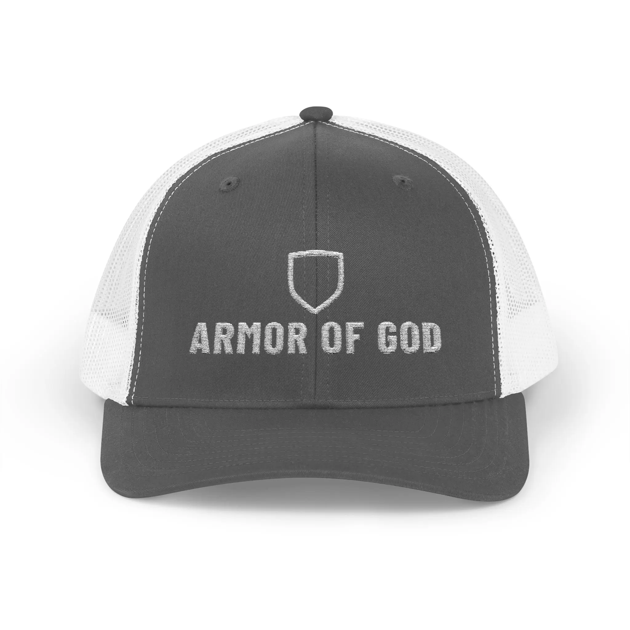 Armor of God Trucker Hat | Embroidered Shield Christian Snapback