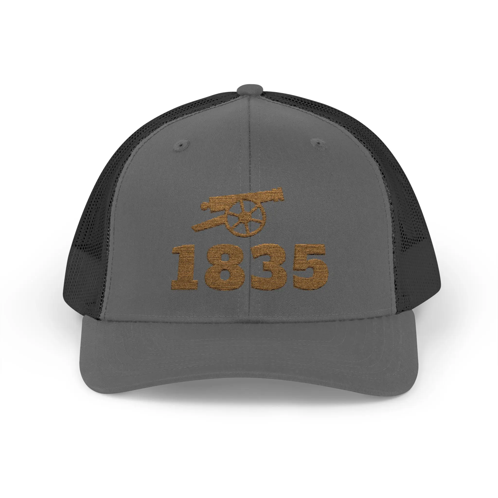 Gonzales Cannon 1835 Trucker Hat | Gold Embroidered Texas History Snapback - Image 9