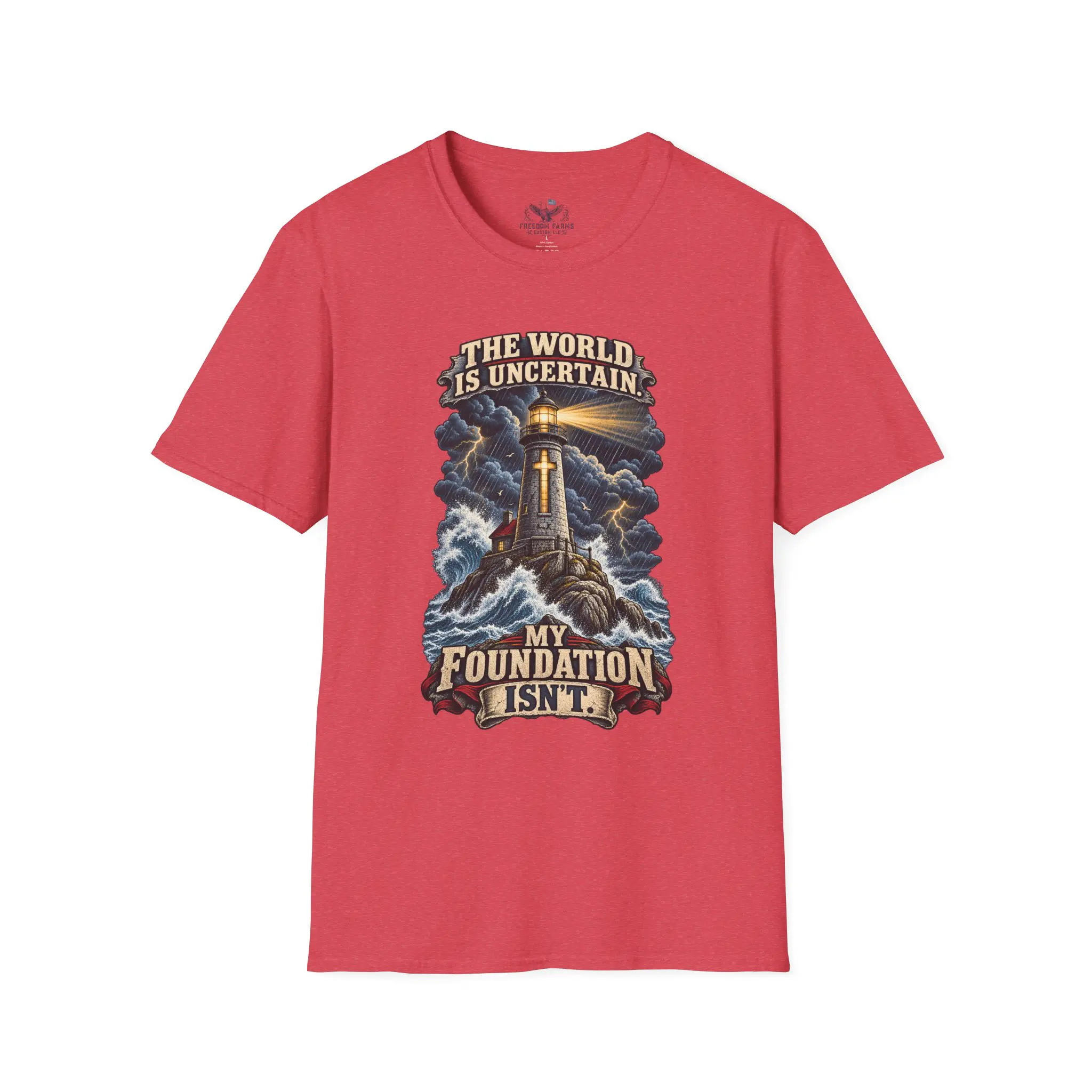 The World Is Uncertain, My Foundation Isn't T-Shirt | Christian Lighthouse Tee - Image 17