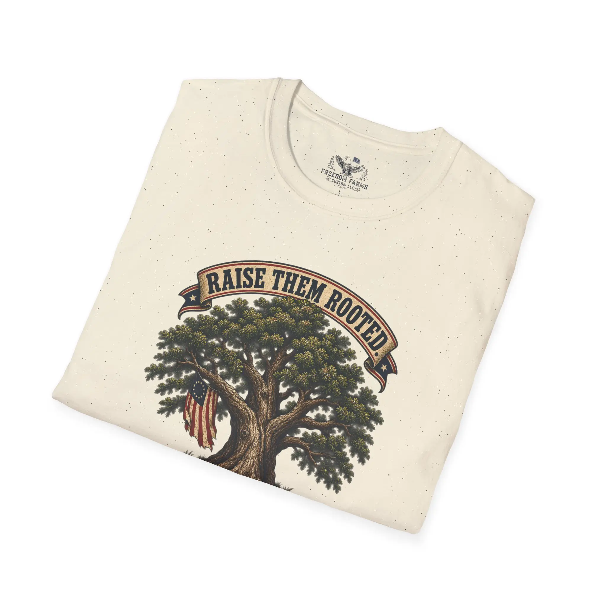 Raise Them Rooted, Raise Them Free T-Shirt | Faith and Flag Oak Tree Tee - Image 4