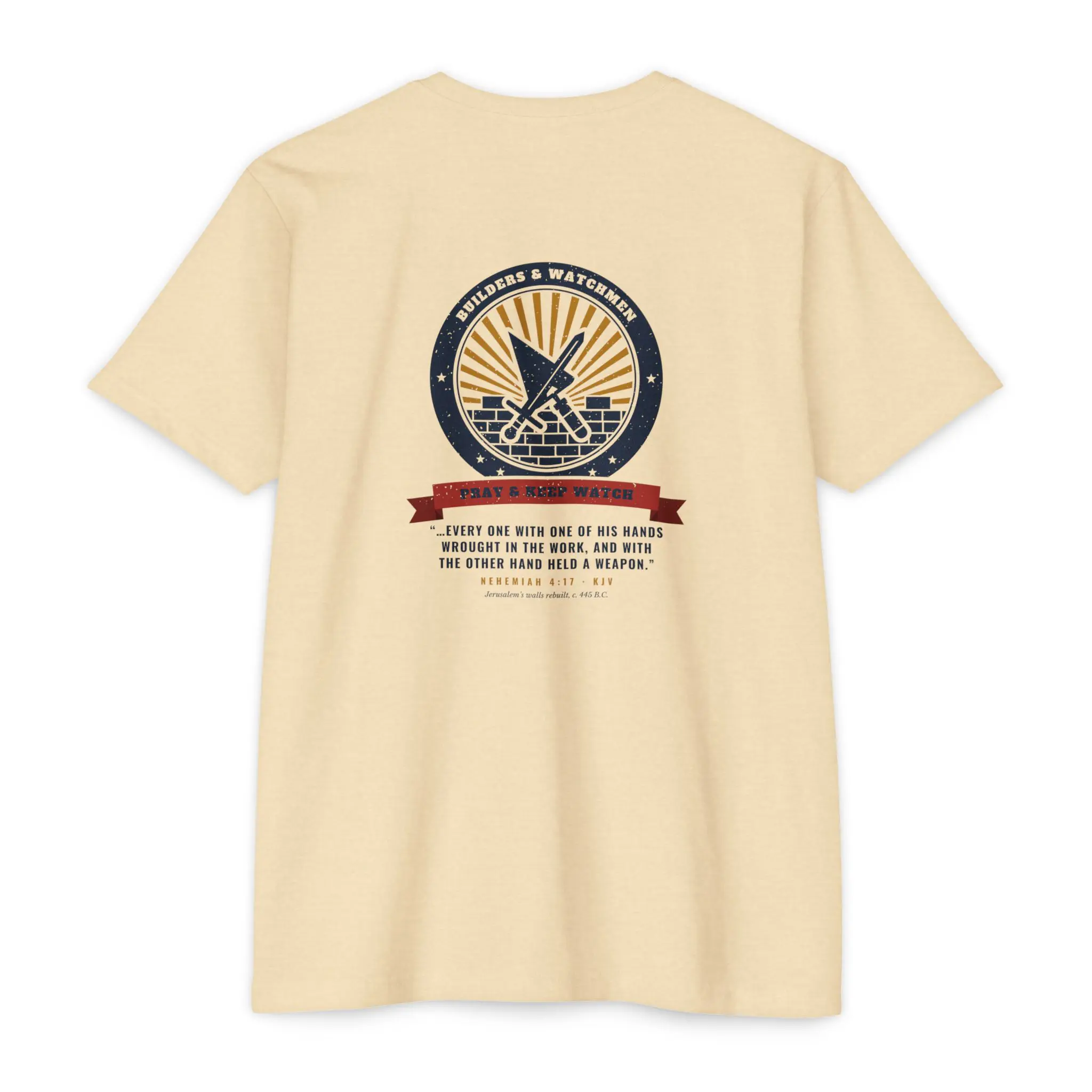 Builders & Watchmen T-Shirt | Nehemiah 4:17 Front and Back Tee - Image 2