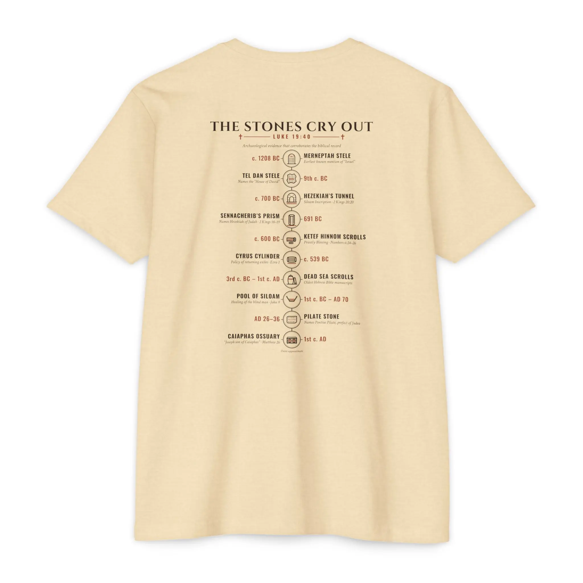 The Stones Cry Out Timeline T-Shirt | Biblical Archaeology Front and Back Tee - Image 2
