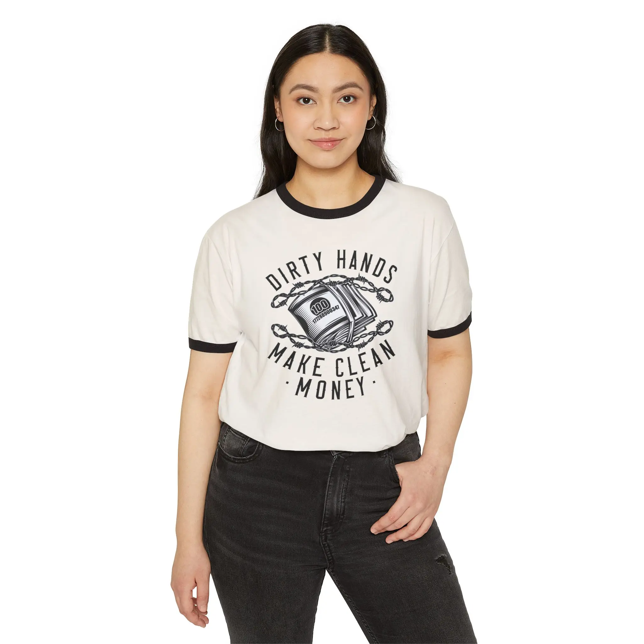 Dirty Hands Make Clean Money Ringer Tee | Hard Work Blue Collar Shirt - Image 11