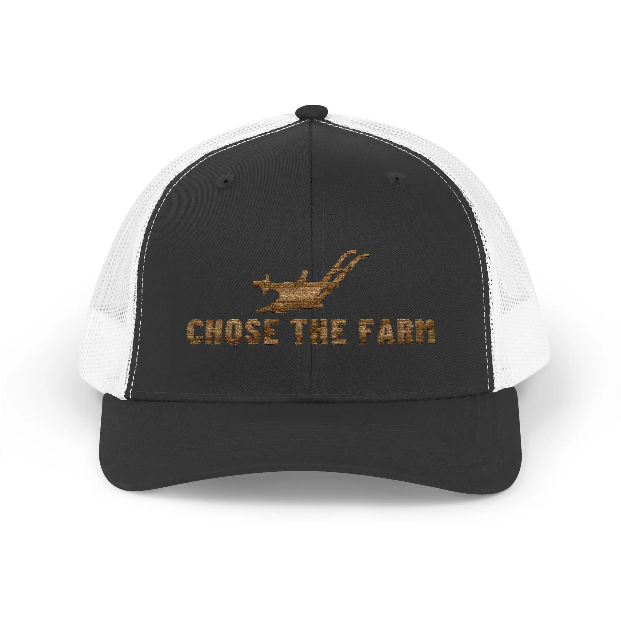 Chose the Farm Trucker Hat | Gold Embroidered Plow Snapback - Image 5