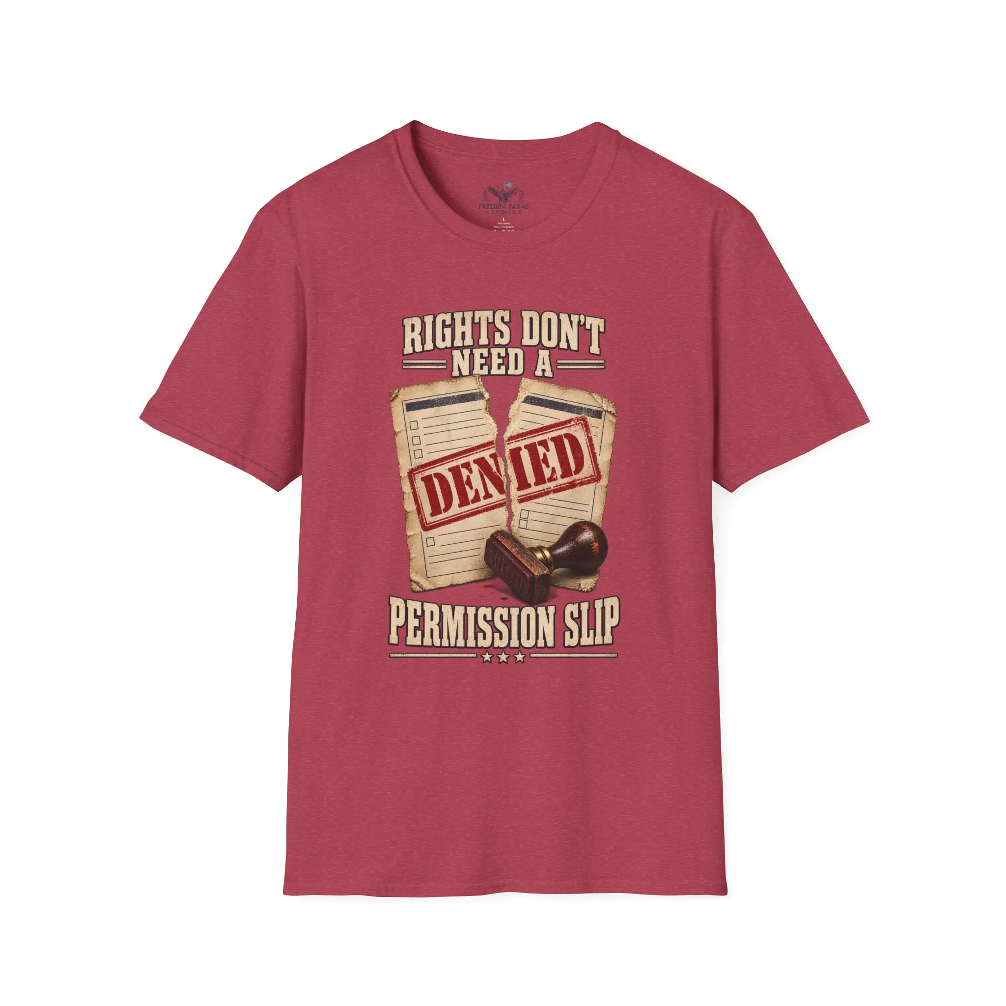 Rights Don't Need a Permission Slip T-Shirt | Denied Stamp Patriotic Tee - Image 21