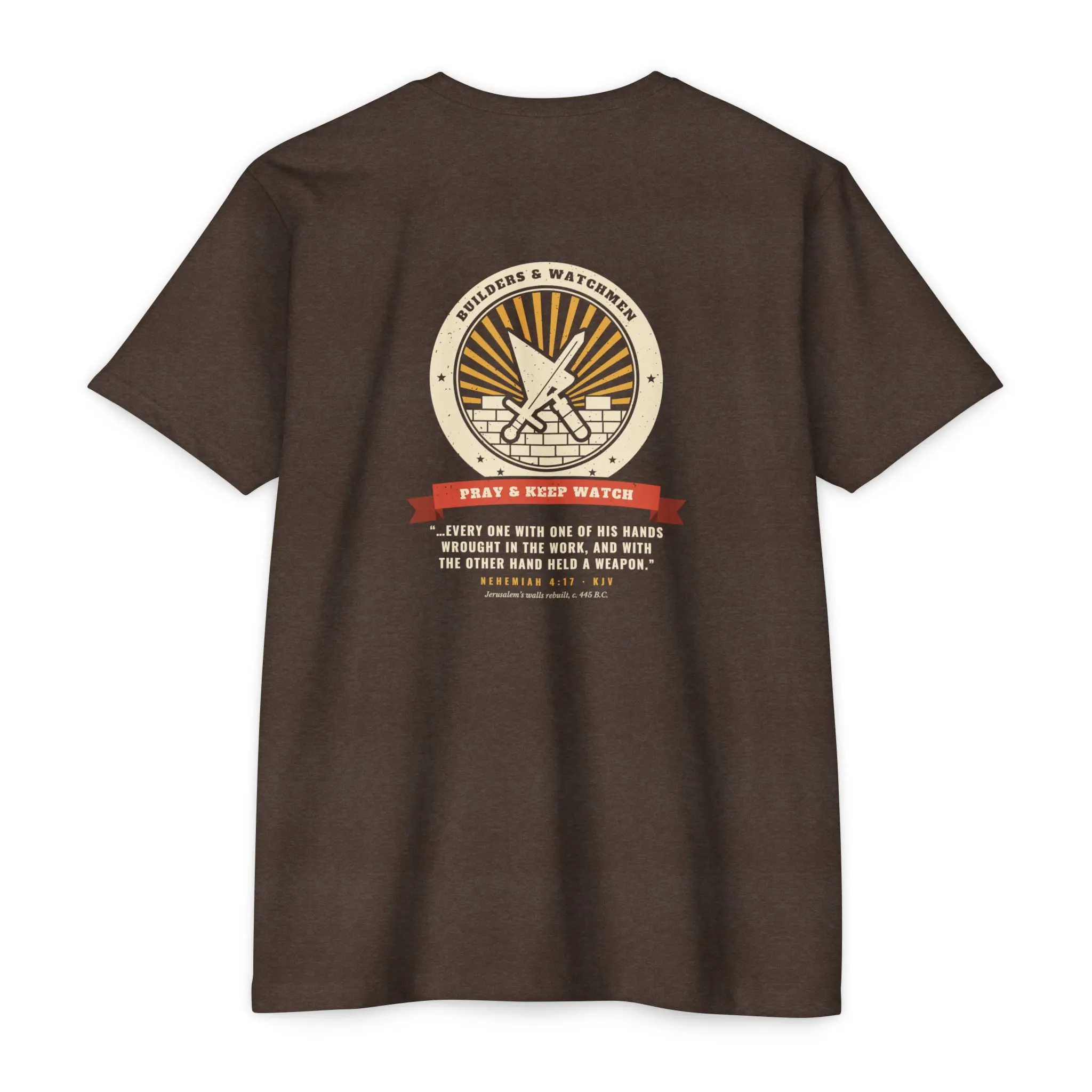 Builders & Watchmen T-Shirt | Nehemiah 4:17 Front and Back Tee - Image 10