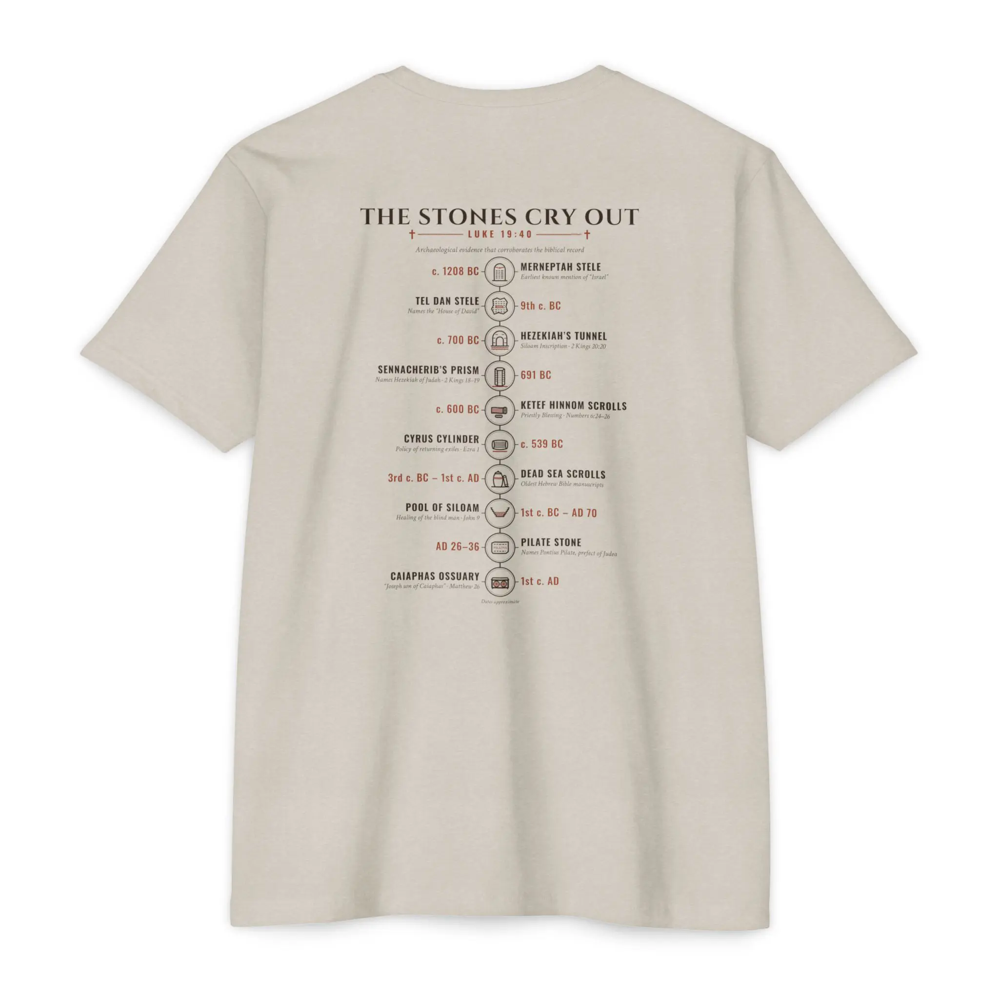 The Stones Cry Out Timeline T-Shirt | Biblical Archaeology Front and Back Tee - Image 6