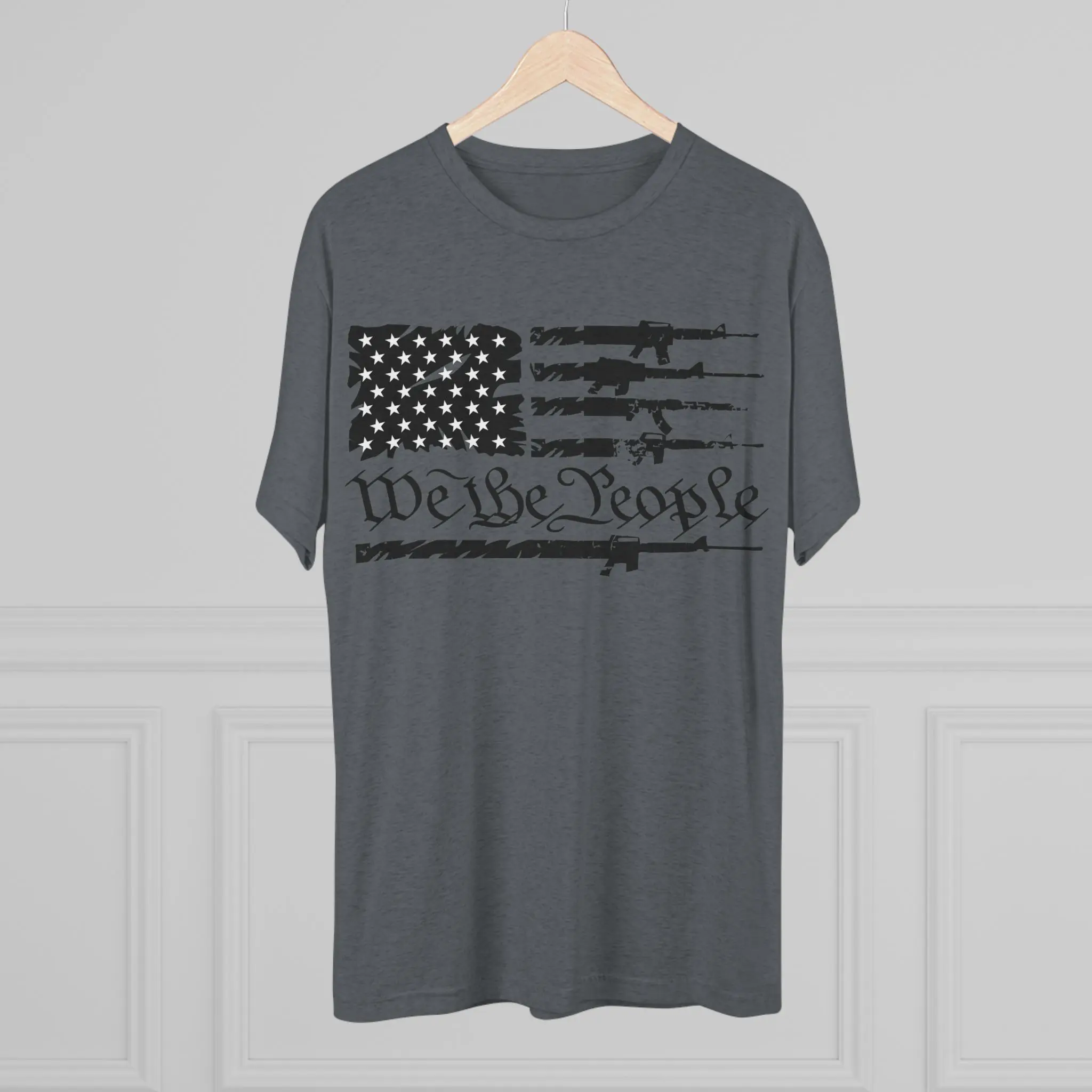 We the People Gun Flag Tri-Blend Tee | Rifle Stripe American Flag Shirt - Image 20