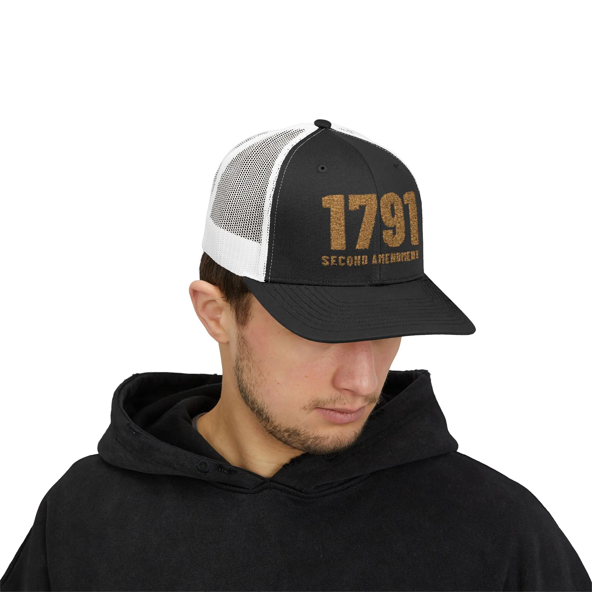 1791 Second Amendment Trucker Hat | Gold Embroidered 2A Snapback - Image 7