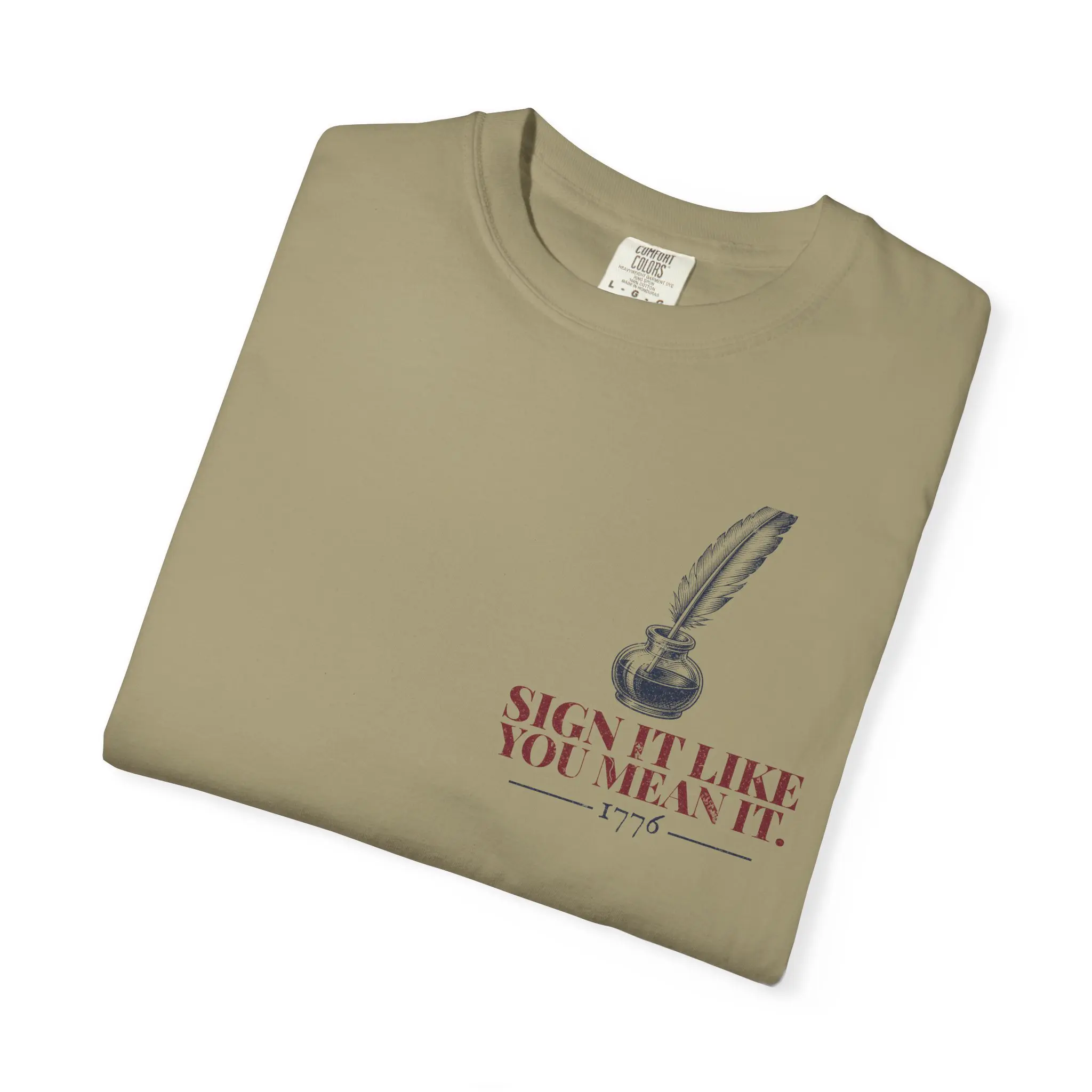 Sign It Like You Mean It T-Shirt | 1776 Declaration Signature Front and Back Tee - Image 11