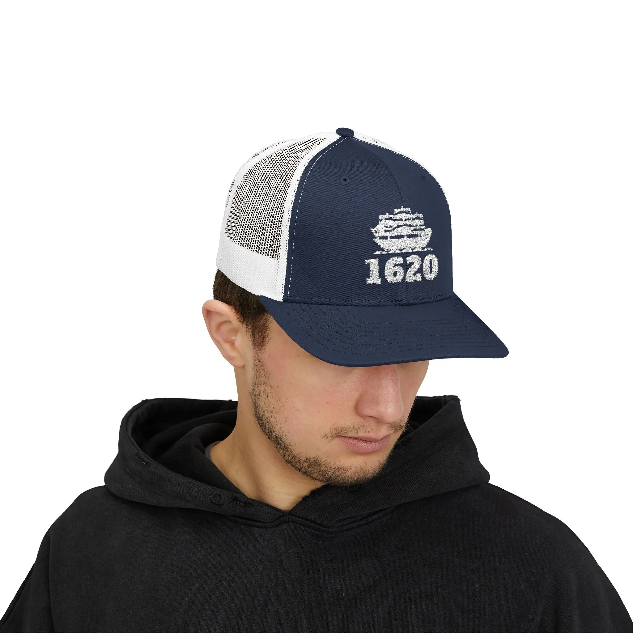 Mayflower 1620 Trucker Hat | Embroidered Ship Snapback - Image 23