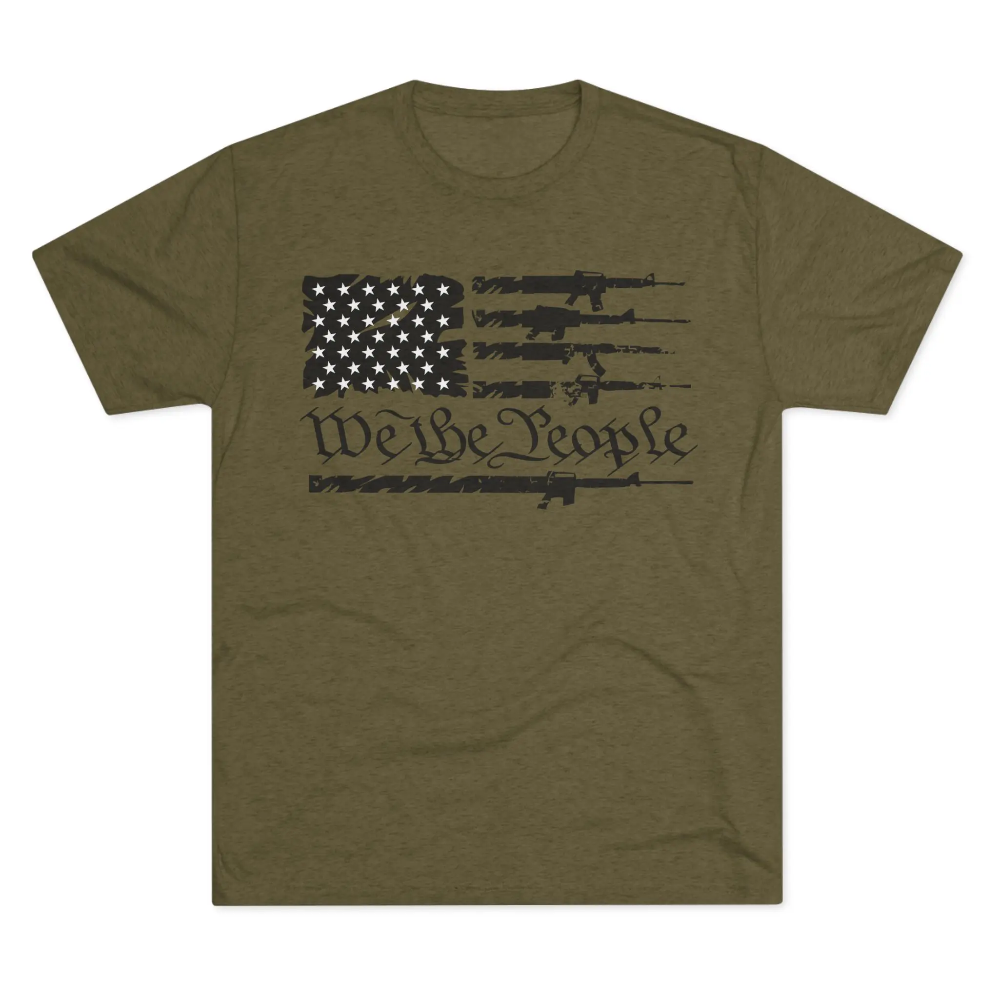 We the People Gun Flag Tri-Blend Tee | Rifle Stripe American Flag Shirt