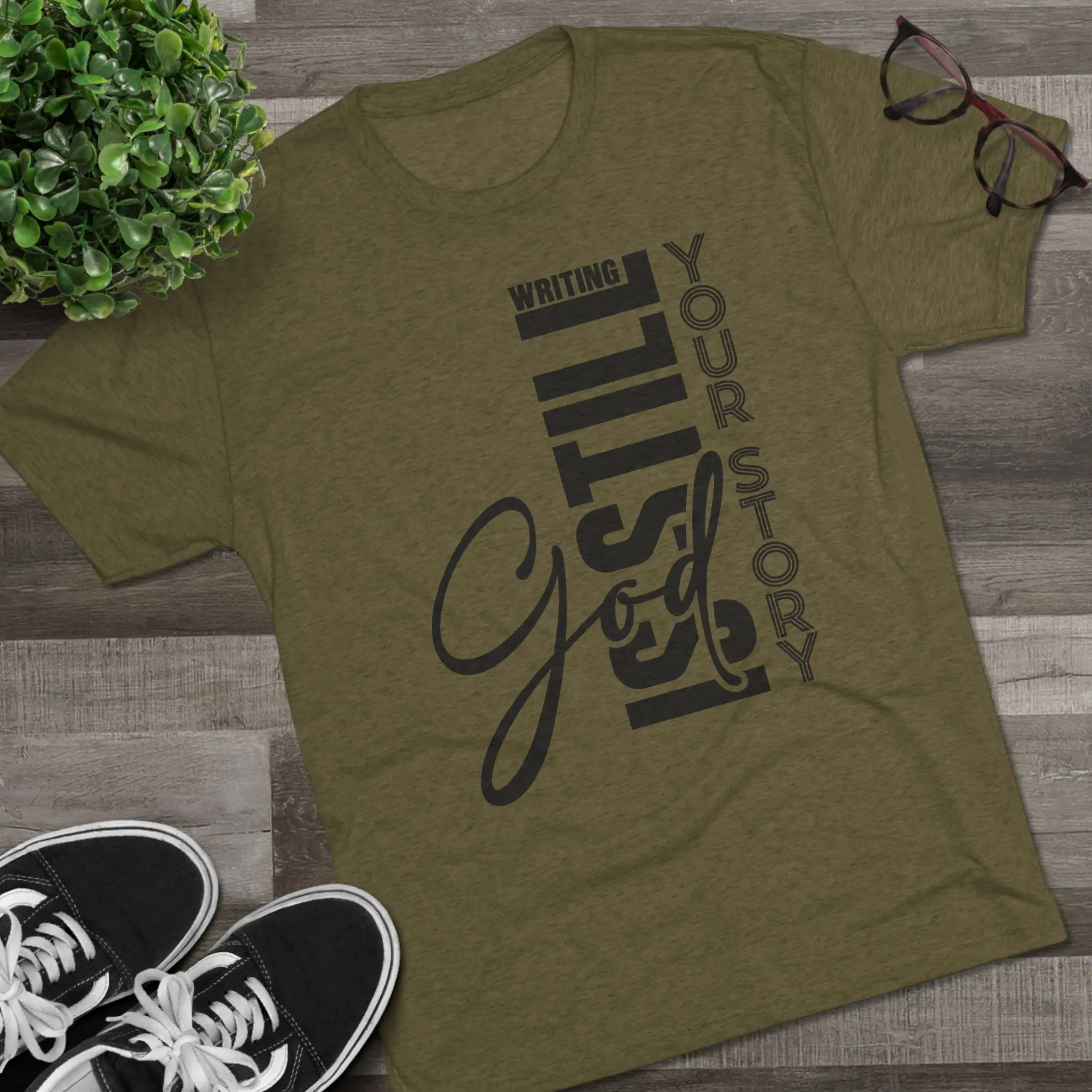 God Is Still Writing Your Story T-Shirt | Christian Typography Tri-Blend Tee - Image 3