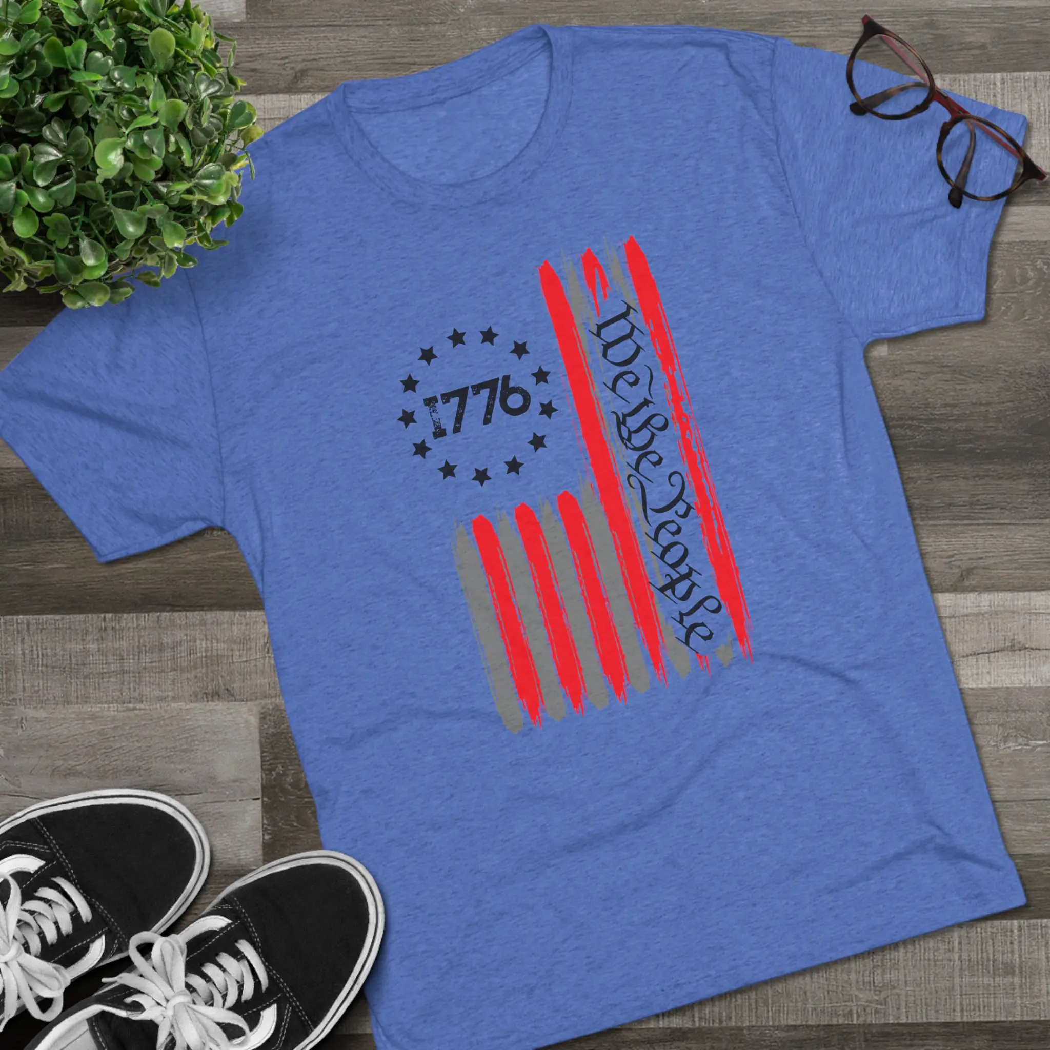 We the People 1776 Flag Tri-Blend Tee | Distressed Betsy Ross Flag Shirt - Image 7