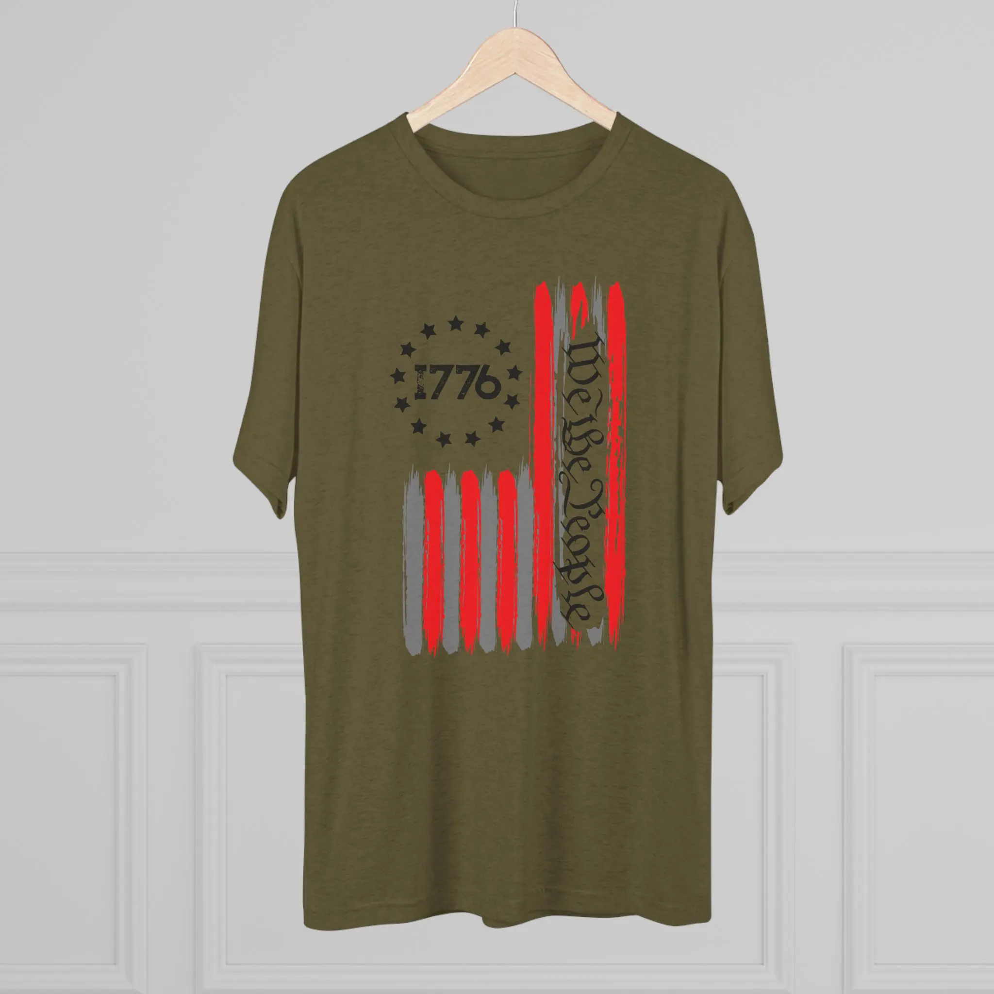 We the People 1776 Flag Tri-Blend Tee | Distressed Betsy Ross Flag Shirt - Image 4