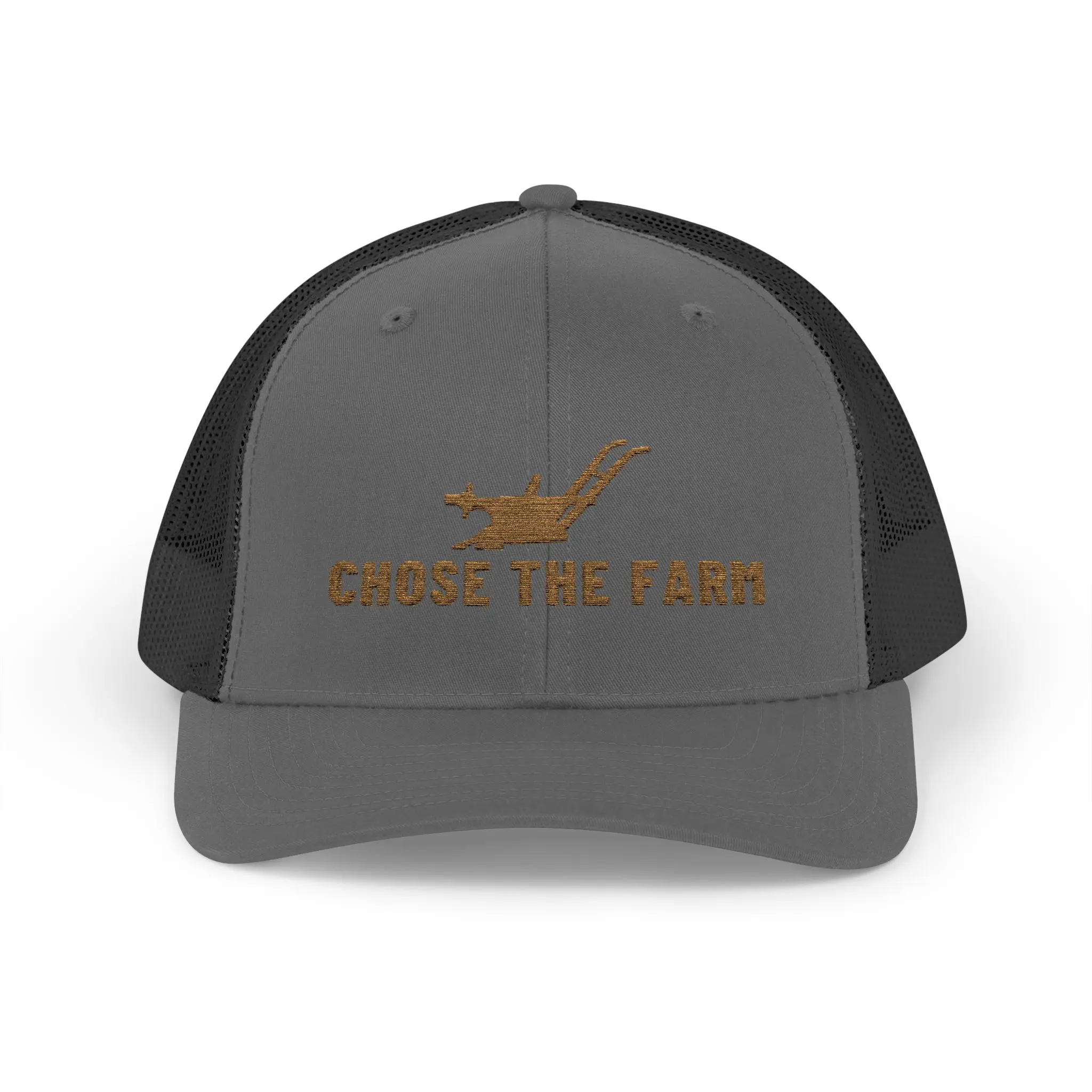 Chose the Farm Trucker Hat | Gold Embroidered Plow Snapback - Image 9