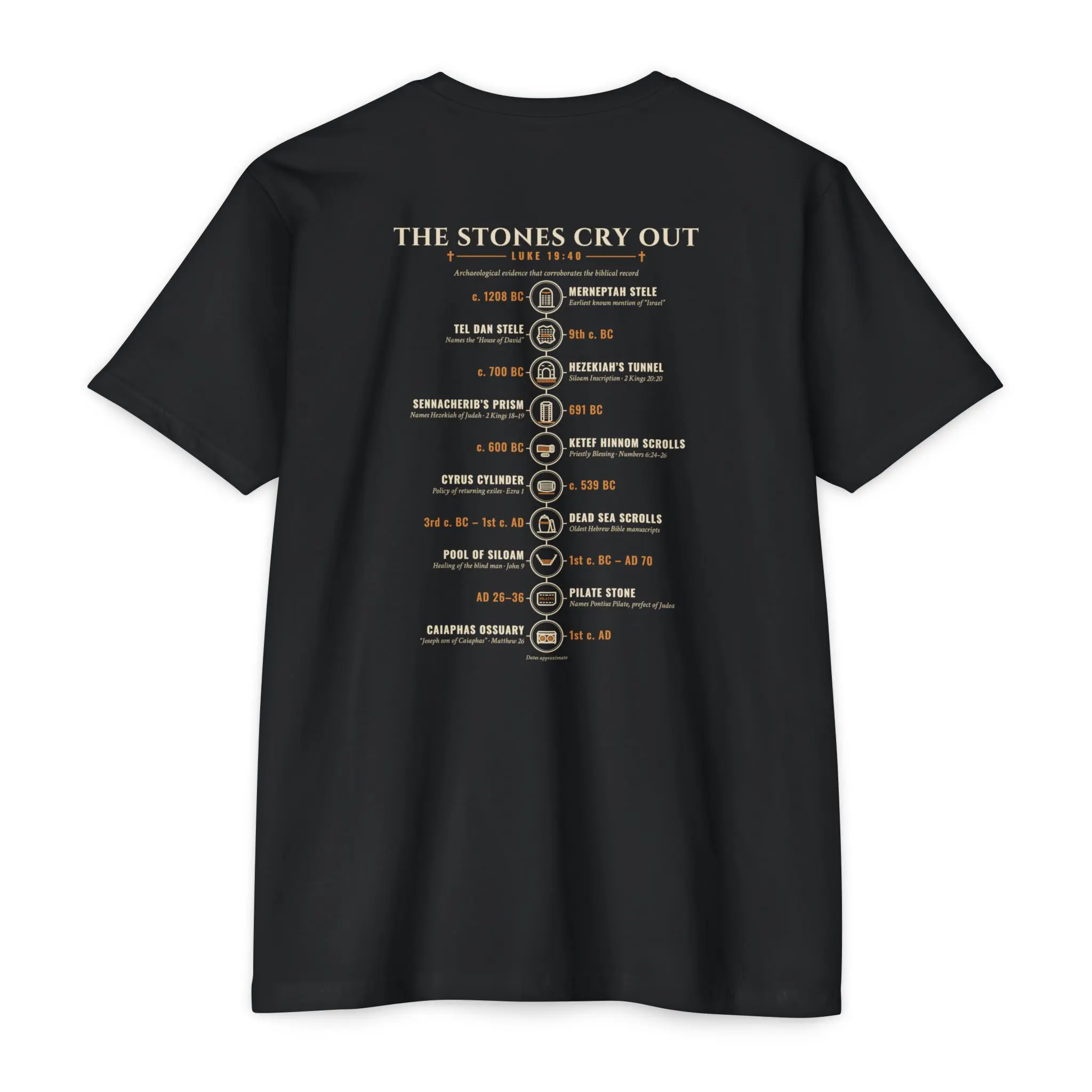 The Stones Cry Out Timeline T-Shirt | Biblical Archaeology Front and Back Tee - Image 18