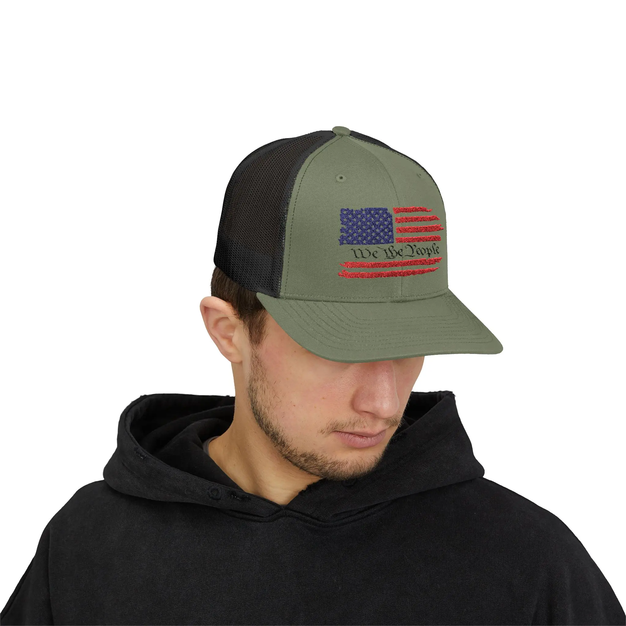 We the People American Flag Trucker Hat | Embroidered Patriotic Snapback - Image 15