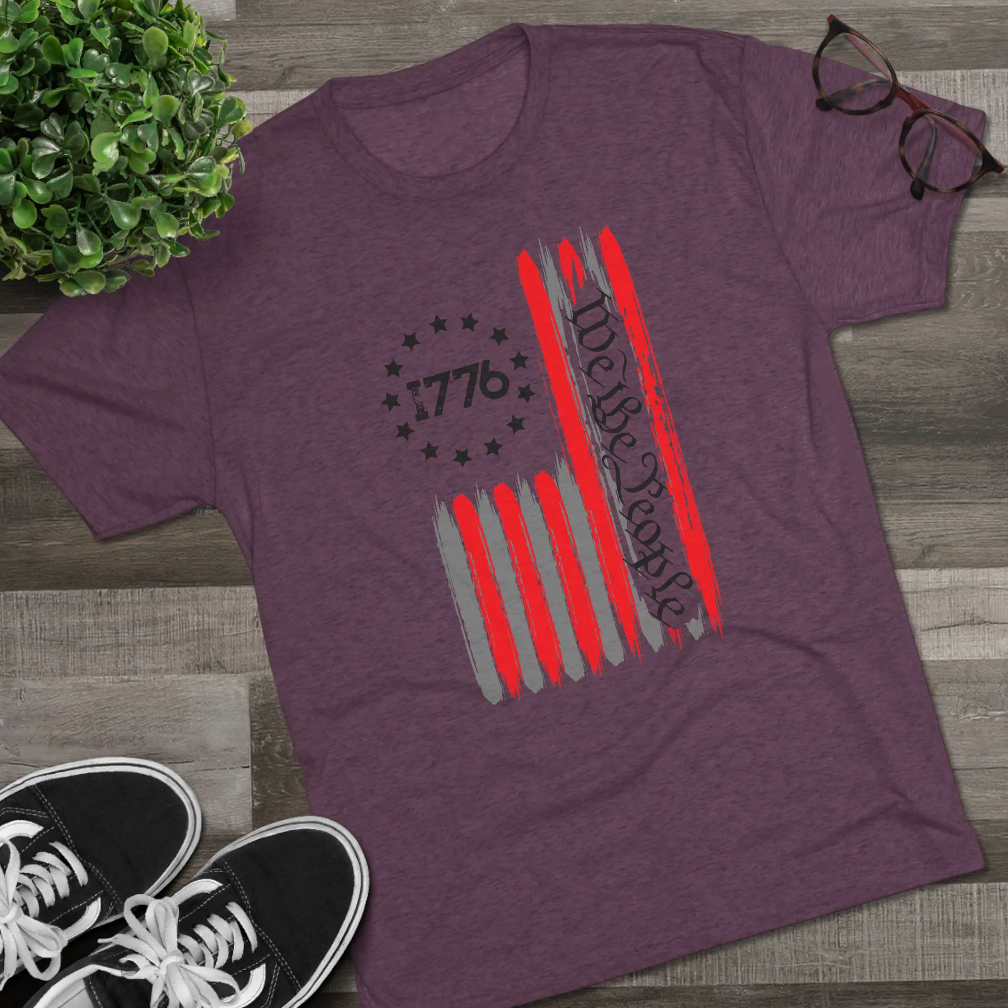 We the People 1776 Flag Tri-Blend Tee | Distressed Betsy Ross Flag Shirt - Image 15