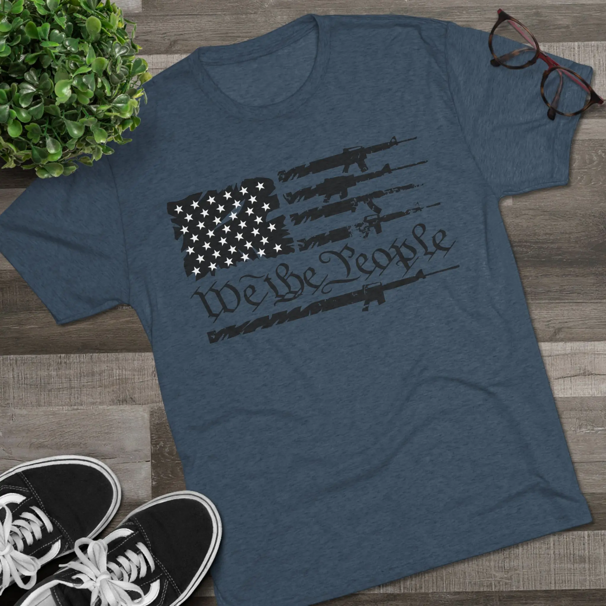 We the People Gun Flag Tri-Blend Tee | Rifle Stripe American Flag Shirt - Image 15