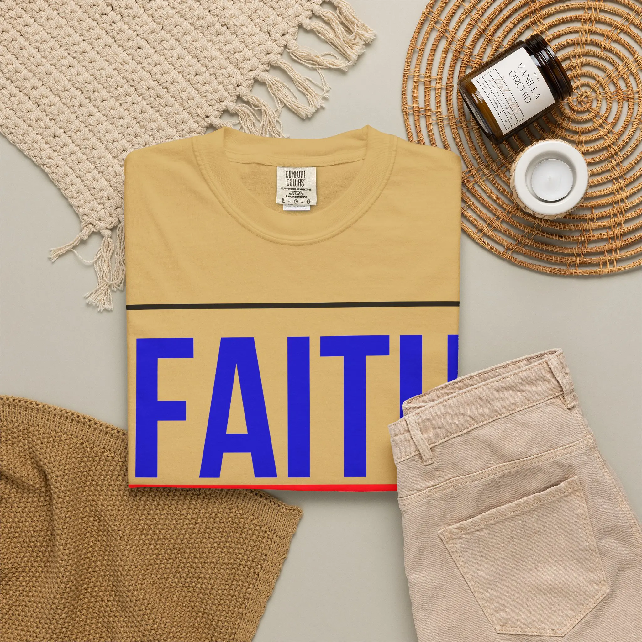 Faith Over Fear Psalm 118:6 Garment-Dyed Tee | Christian Statement Shirt - Image 8