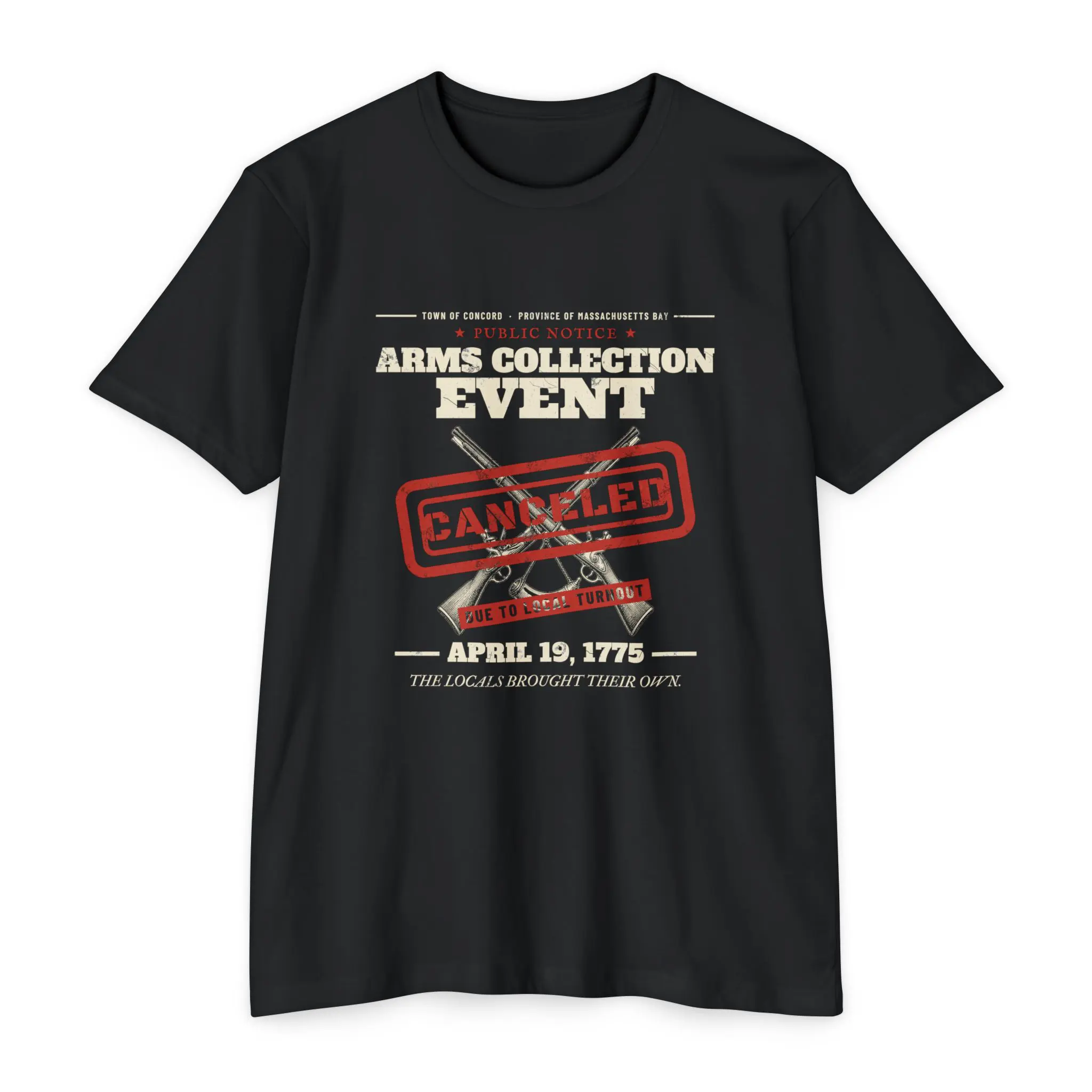 Concord Arms Collection Event T-Shirt | April 19, 1775 Funny Revolutionary War Tee - Image 13