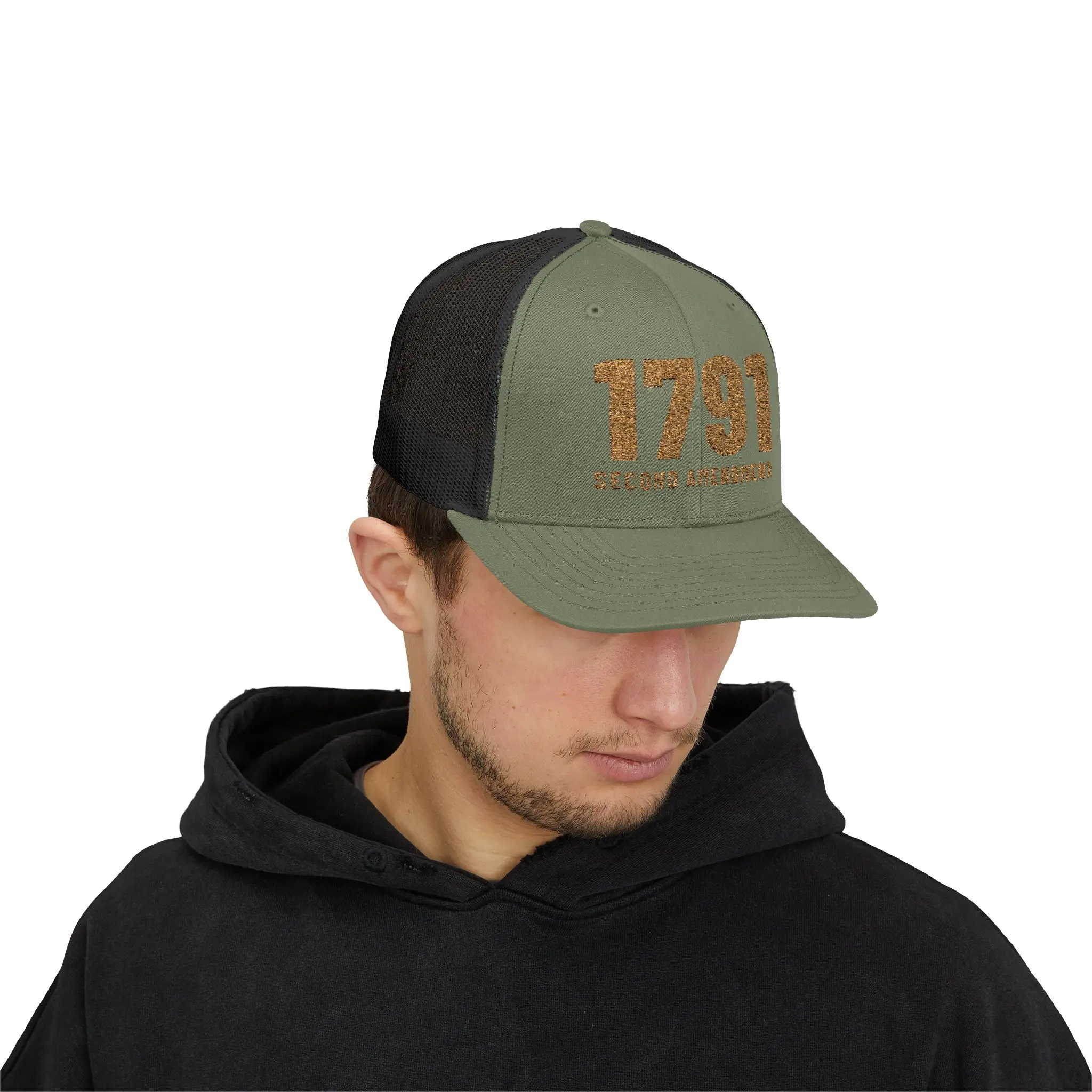 1791 Second Amendment Trucker Hat | Gold Embroidered 2A Snapback - Image 15
