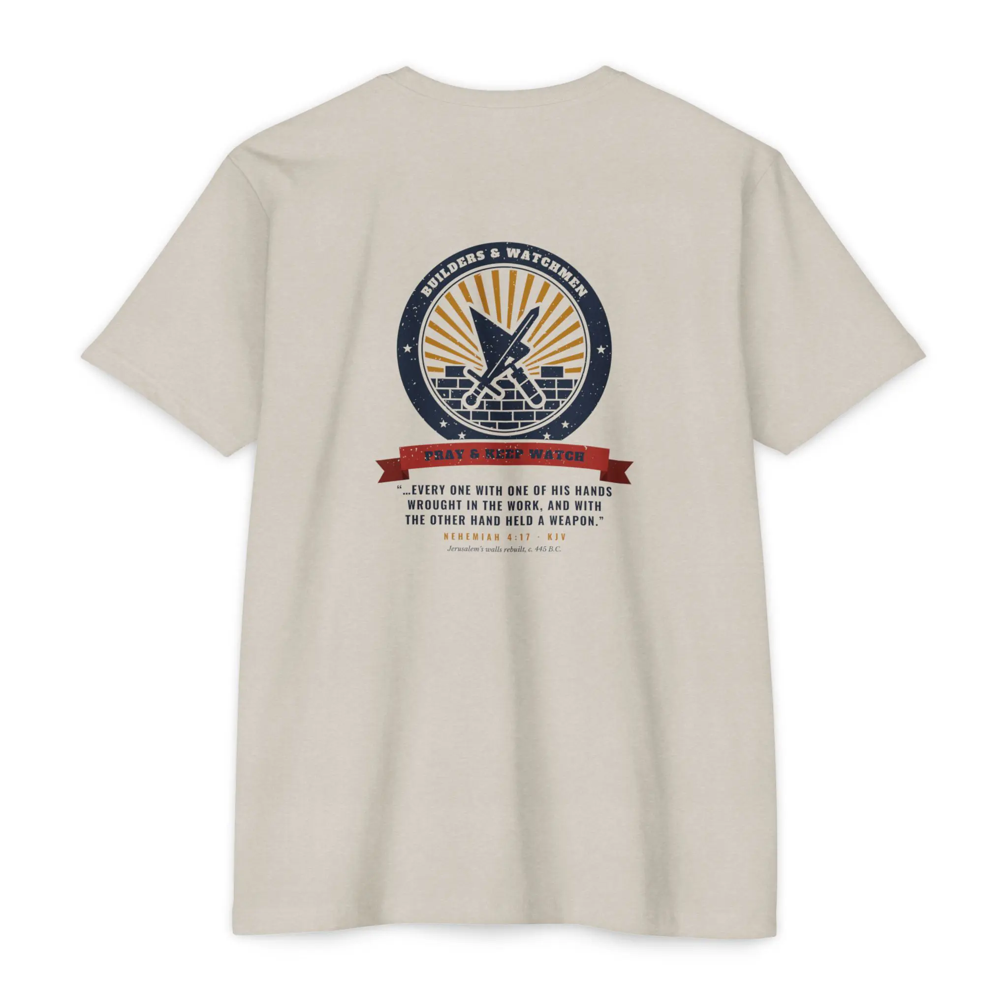 Builders & Watchmen T-Shirt | Nehemiah 4:17 Front and Back Tee - Image 6