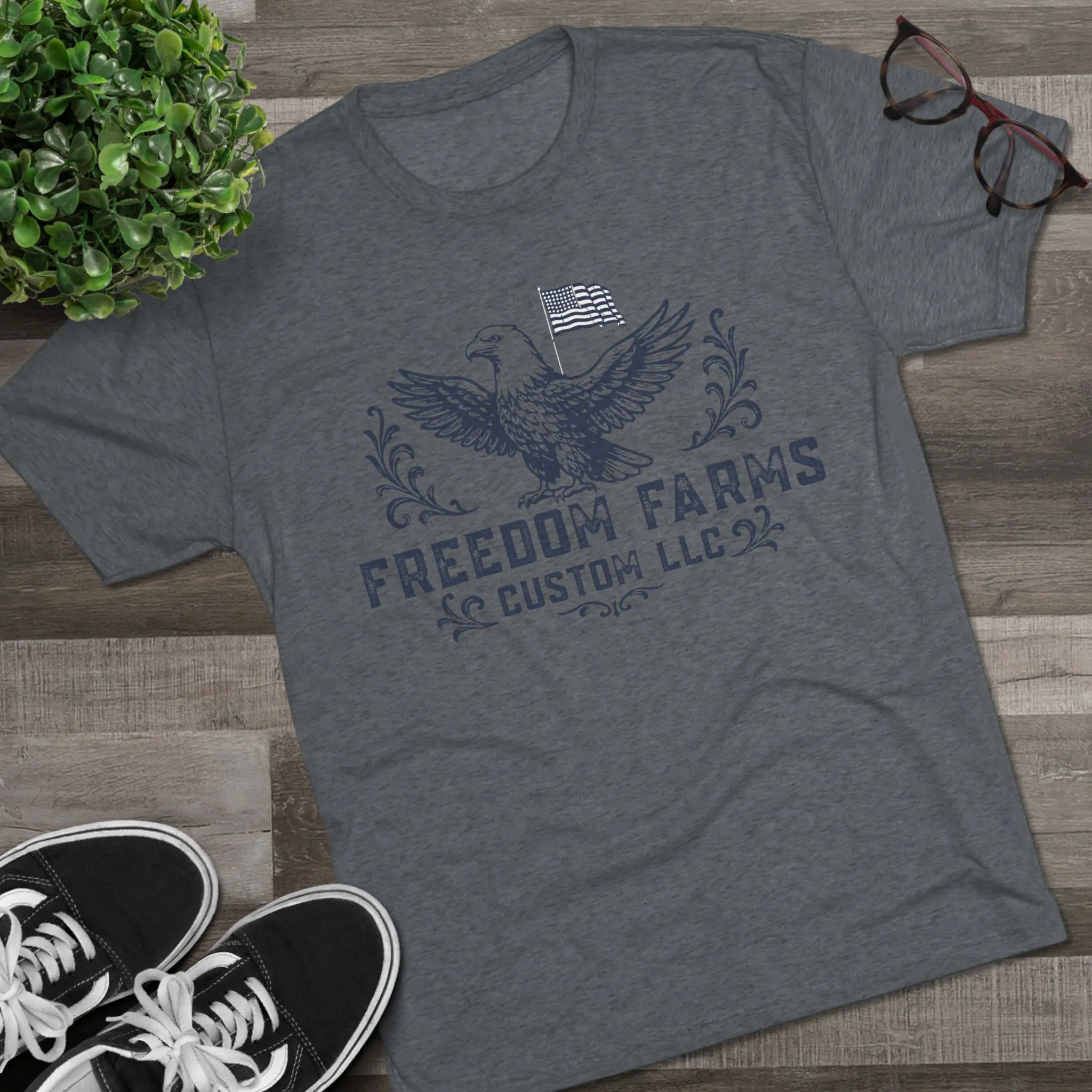 Freedom Farms Custom Eagle and Flag Logo Tee | Signature Tri-Blend Shirt - Image 15