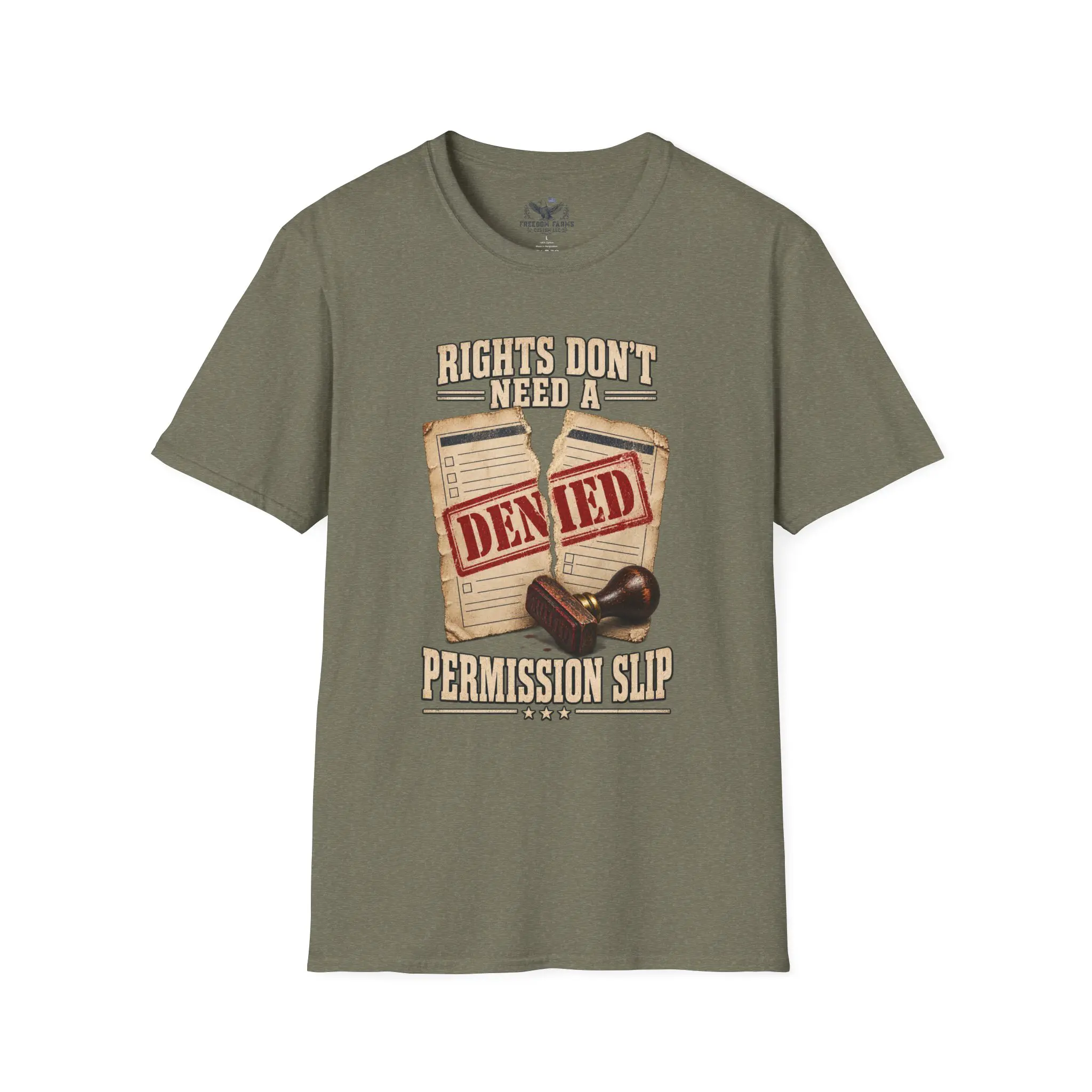 Rights Don't Need a Permission Slip T-Shirt | Denied Stamp Patriotic Tee - Image 5