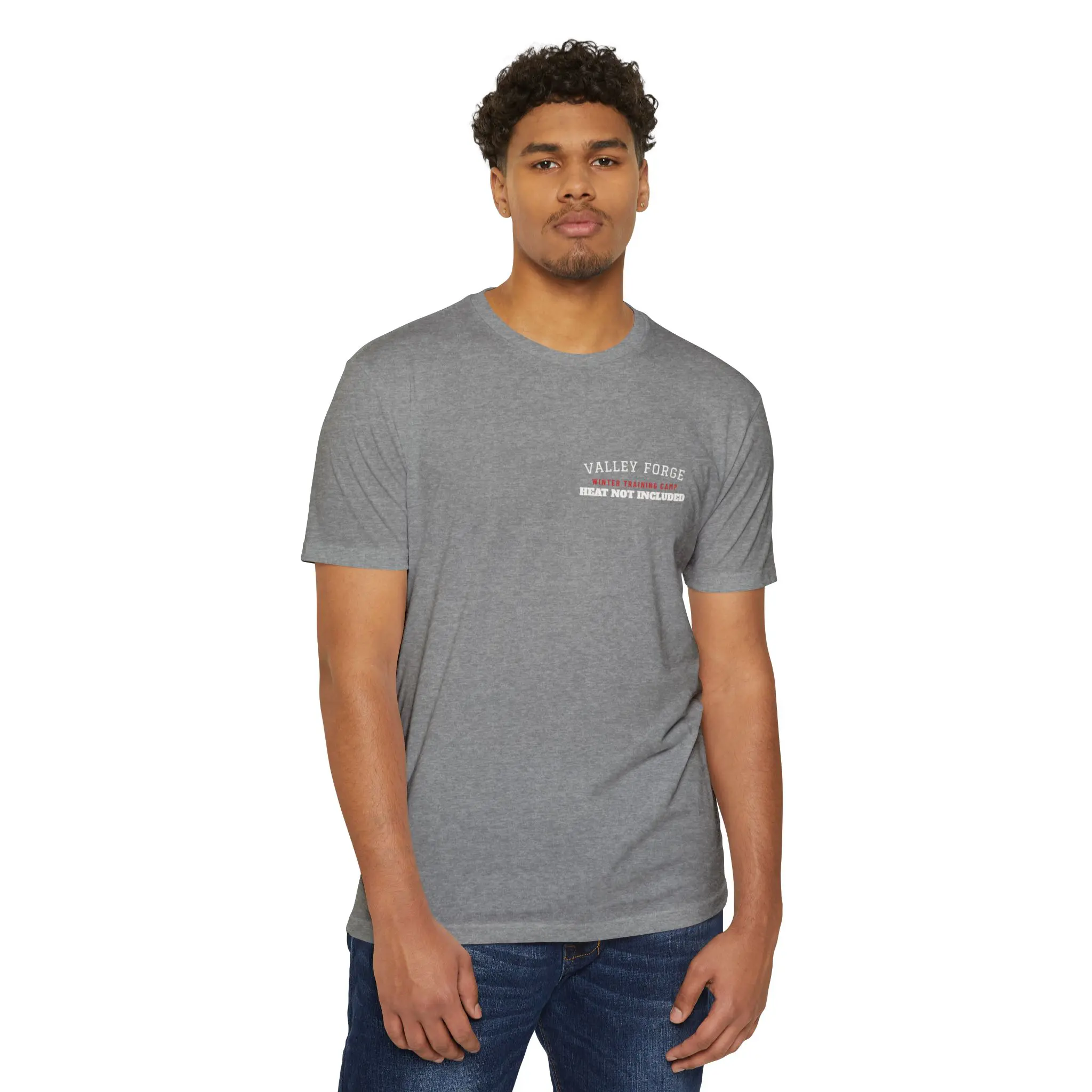 Heat Not Included T-Shirt | Valley Forge Winter Camp 1778 Front and Back Tee - Image 7